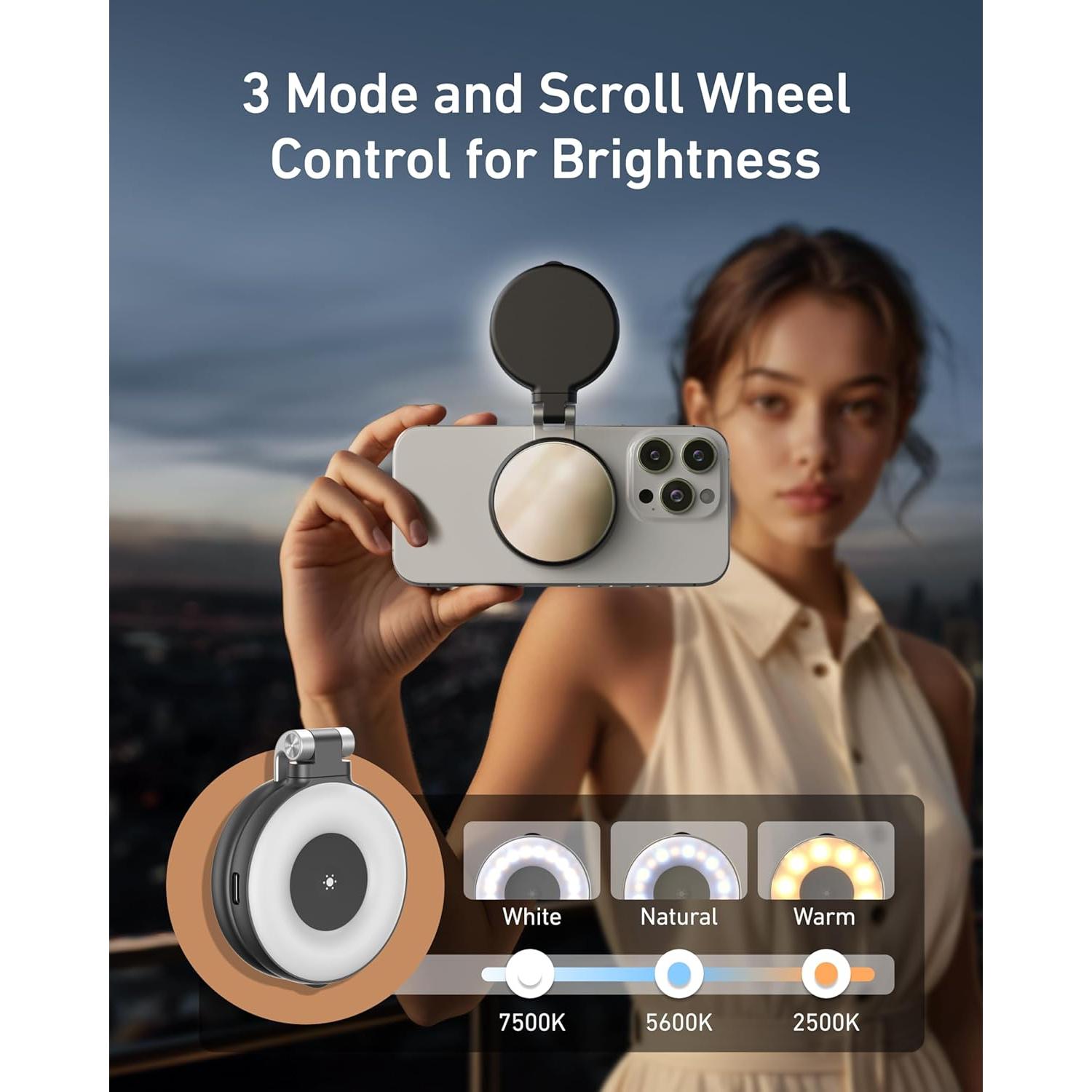 Luz de Belleza Selfie TELESIN Magnética 360° CRI97 Negra