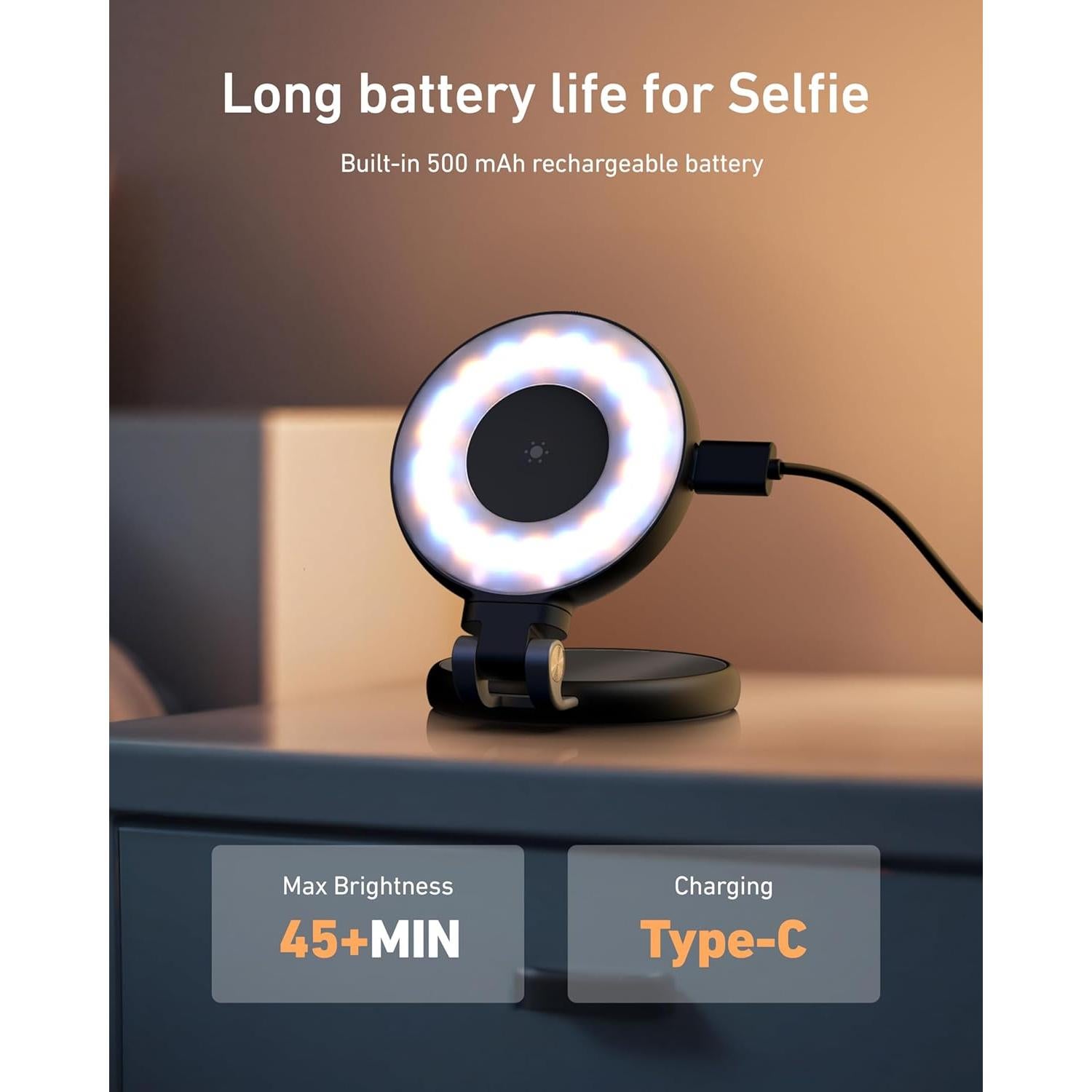 Luz de Belleza Selfie TELESIN Magnética 360° CRI97 Negra