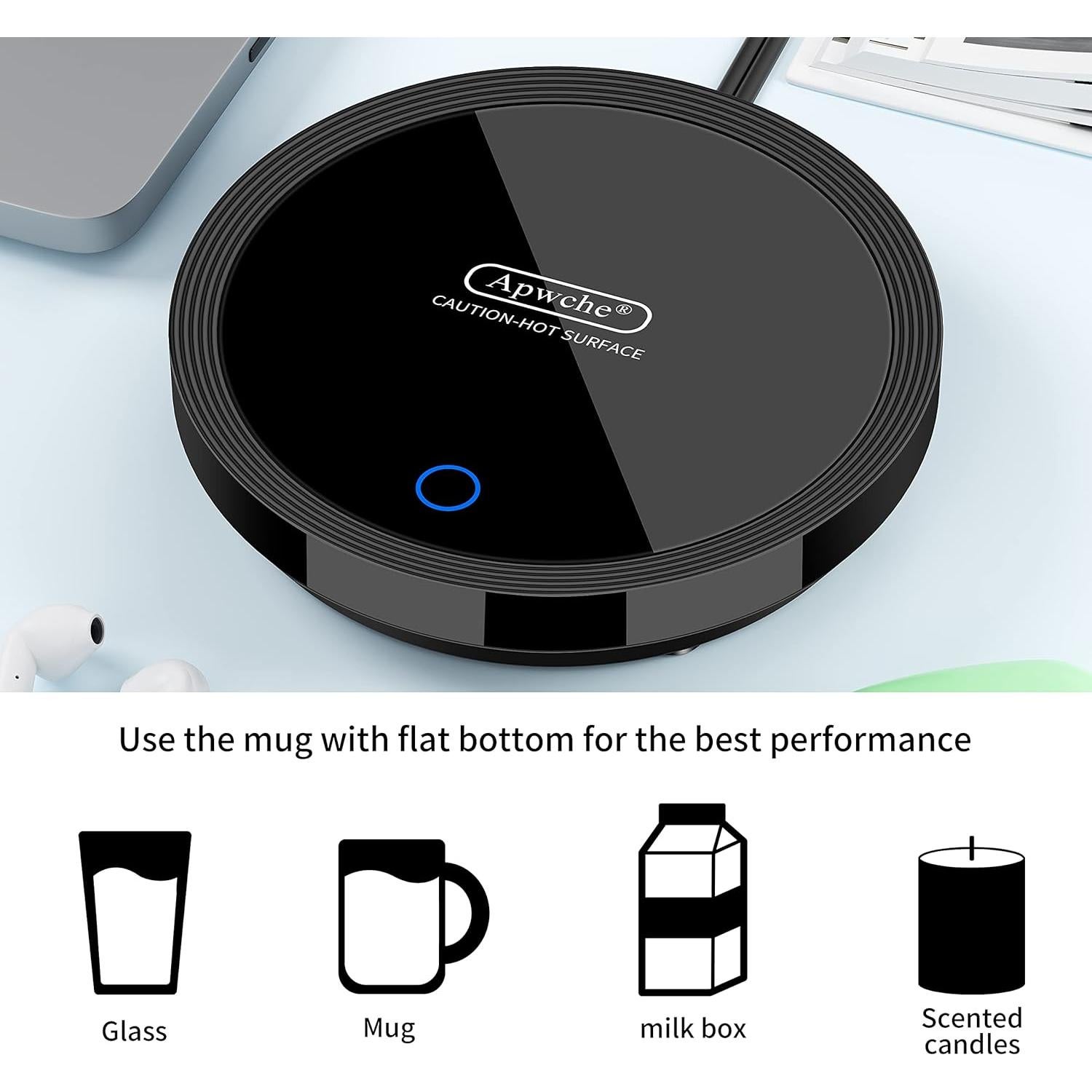 Calentador de Tazas Eléctrico Apwche Negro con Sensor Automático