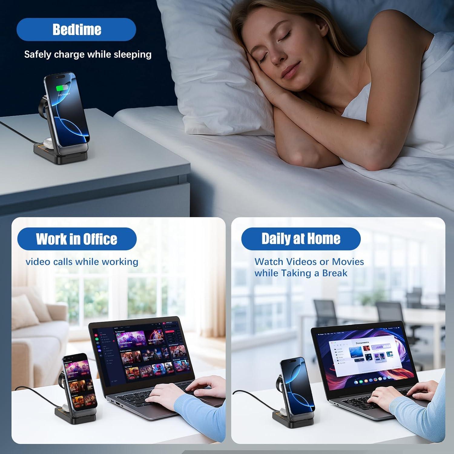 Estación de Carga Inalámbrica 3 en 1 MagSafe para Apple