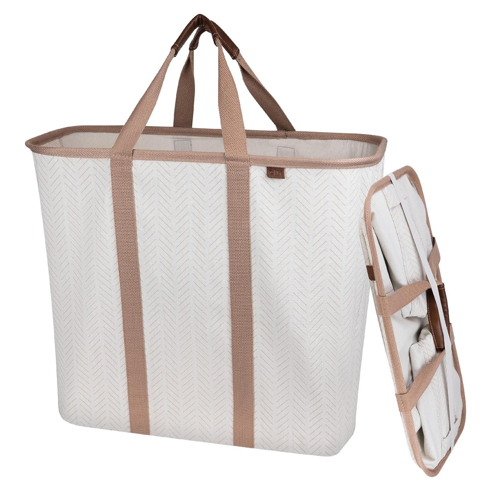 Cesta de Ropa Plegable CleverMade 2-Pack 64L Beige