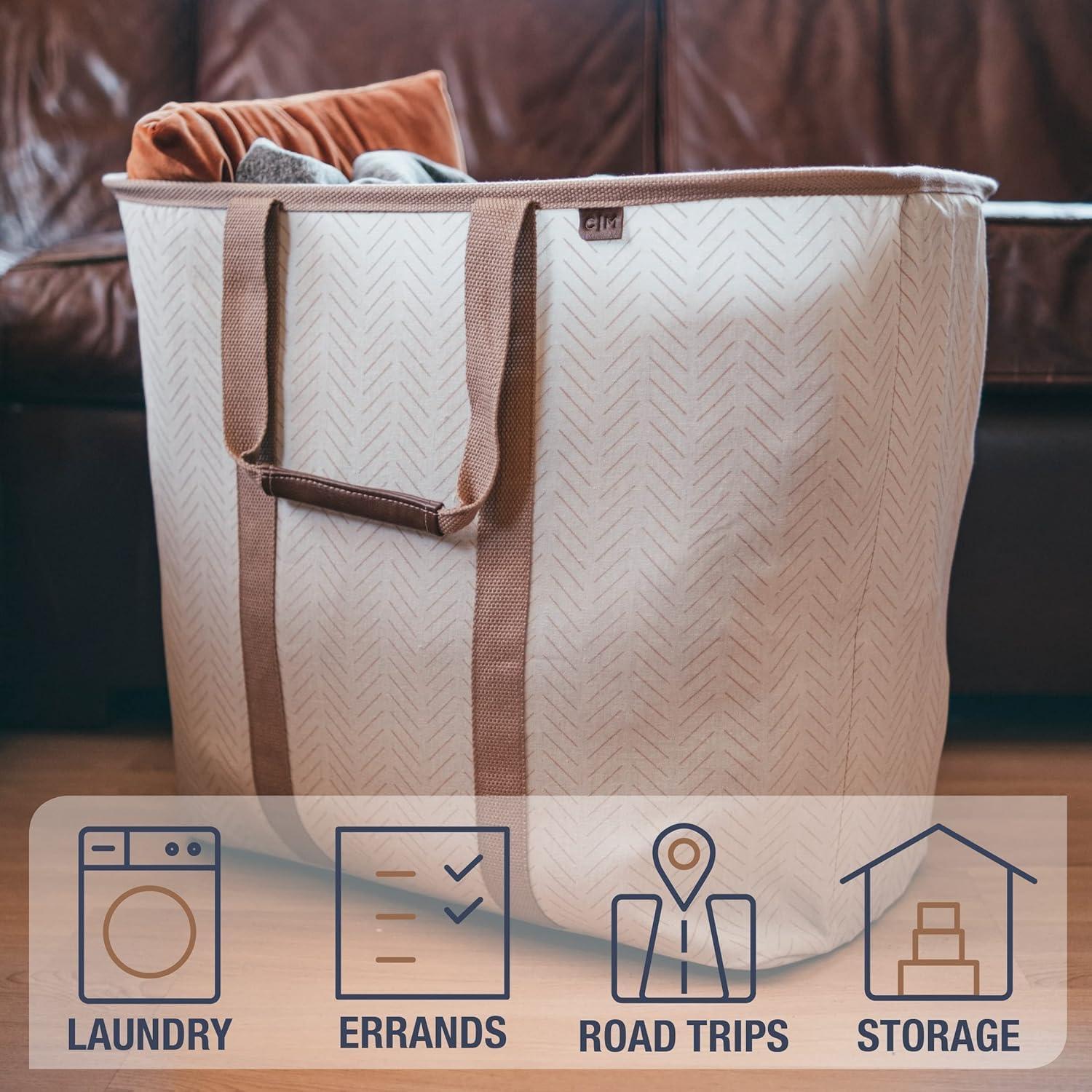 Cesta de Ropa Plegable CleverMade 2-Pack 64L Beige