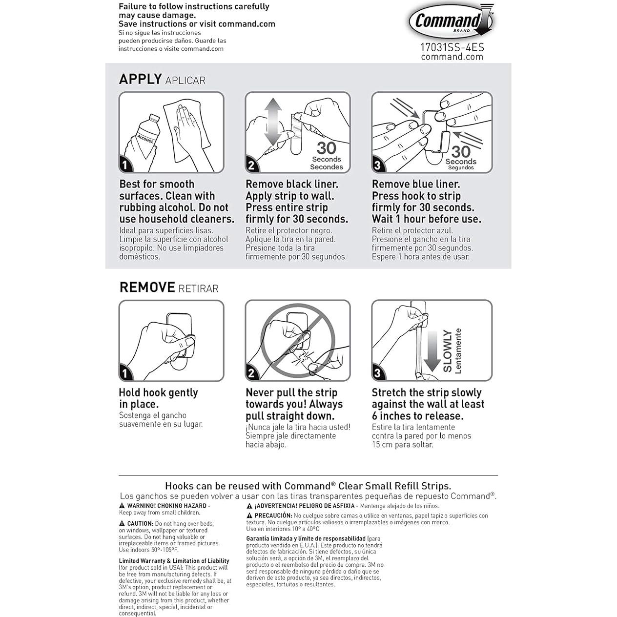 Ganchos de Metal Inoxidable Command 8 Piezas 0.23 kg