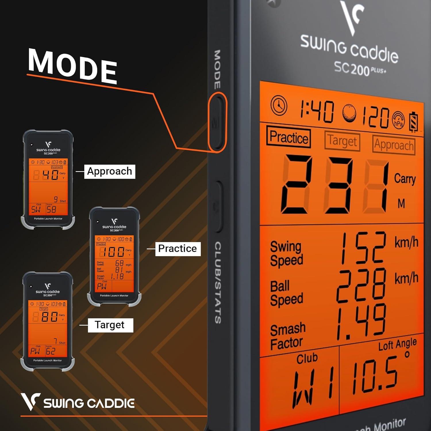 Monitor de lanzamiento de golf Voice Caddie SC200Plus portátil