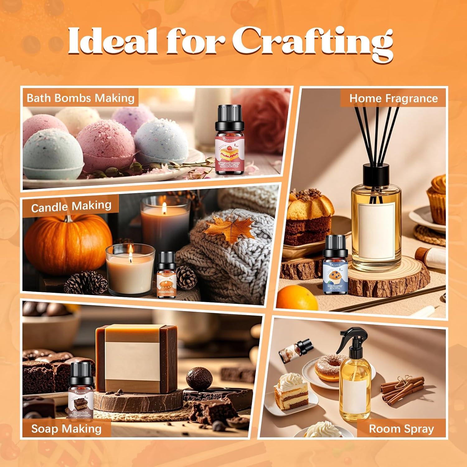 Bakery Essential Oils Set,Premium Fragrance Oil for Diffusers, Scents for Candle & Soap Making, Pumpkin Pie, Cream Vanilla, Gingerbread,Cinnamon Sugar Donut and Cake More 10x5ml,Aromatherapy Oils