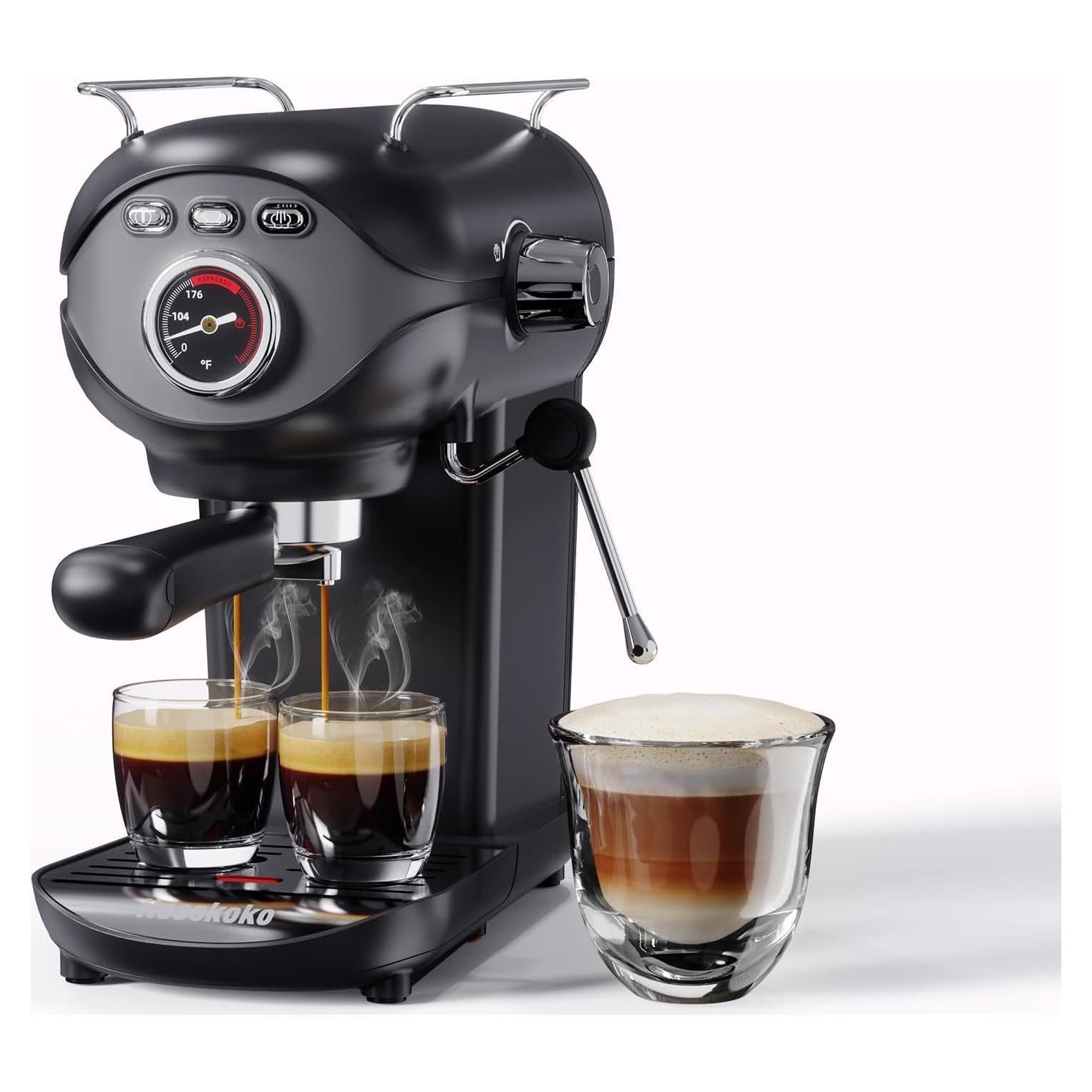 Máquina de Café Espresso Nesskoko 20 Bar Semi-Automática con Espumador