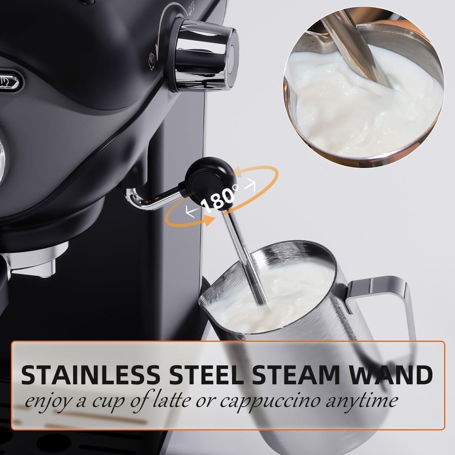 Máquina de Café Espresso Nesskoko 20 Bar Semi-Automática con Espumador