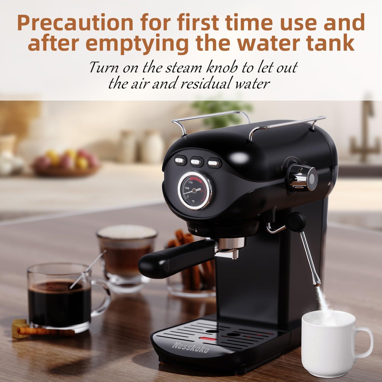 Máquina de Café Espresso Nesskoko 20 Bar Semi-Automática con Espumador