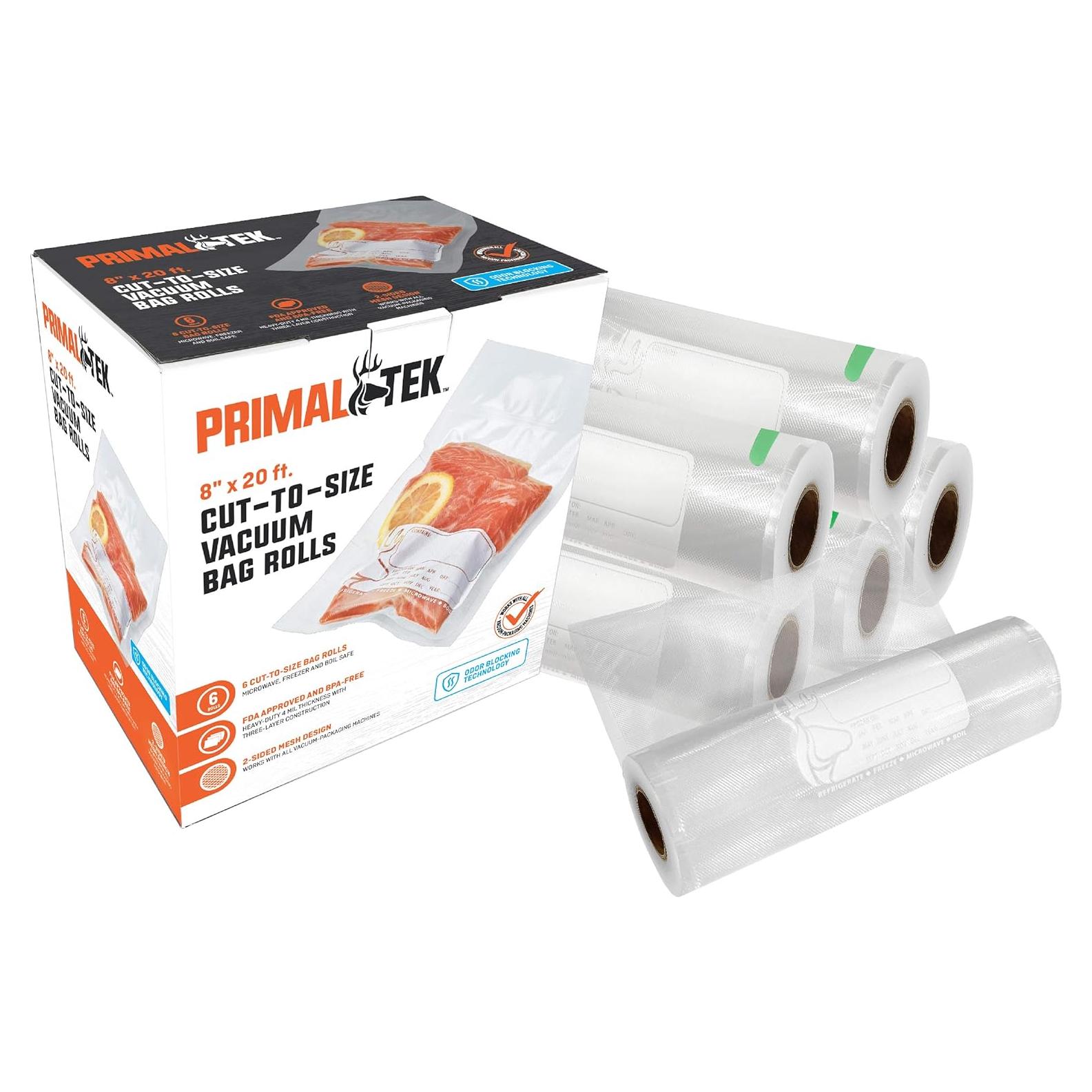 Rollos de Bolsa de Vacío PrimalTek 20m - 6 Unidades, BPA Free