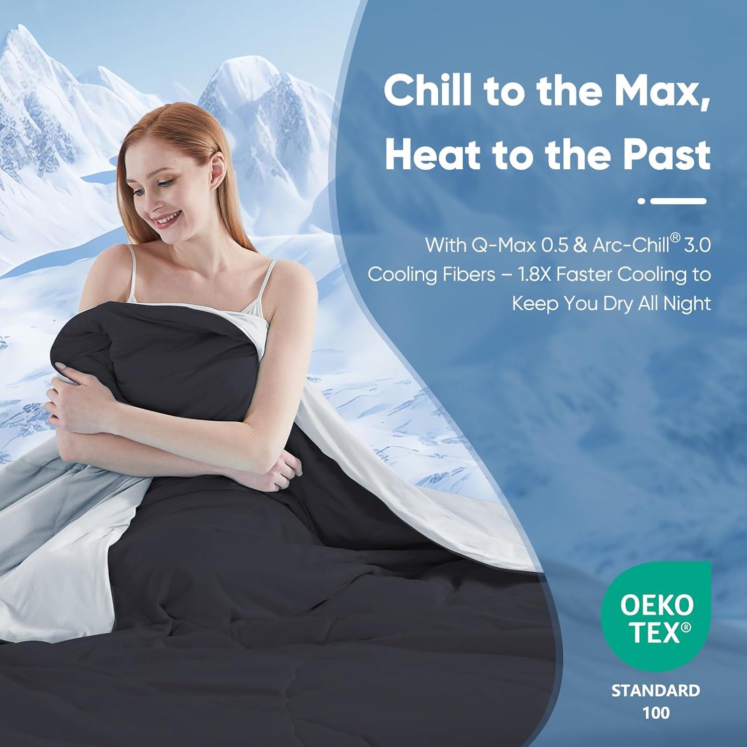 Edredón Refrigerante Elegear Individual 150x200 cm Negro/Gris