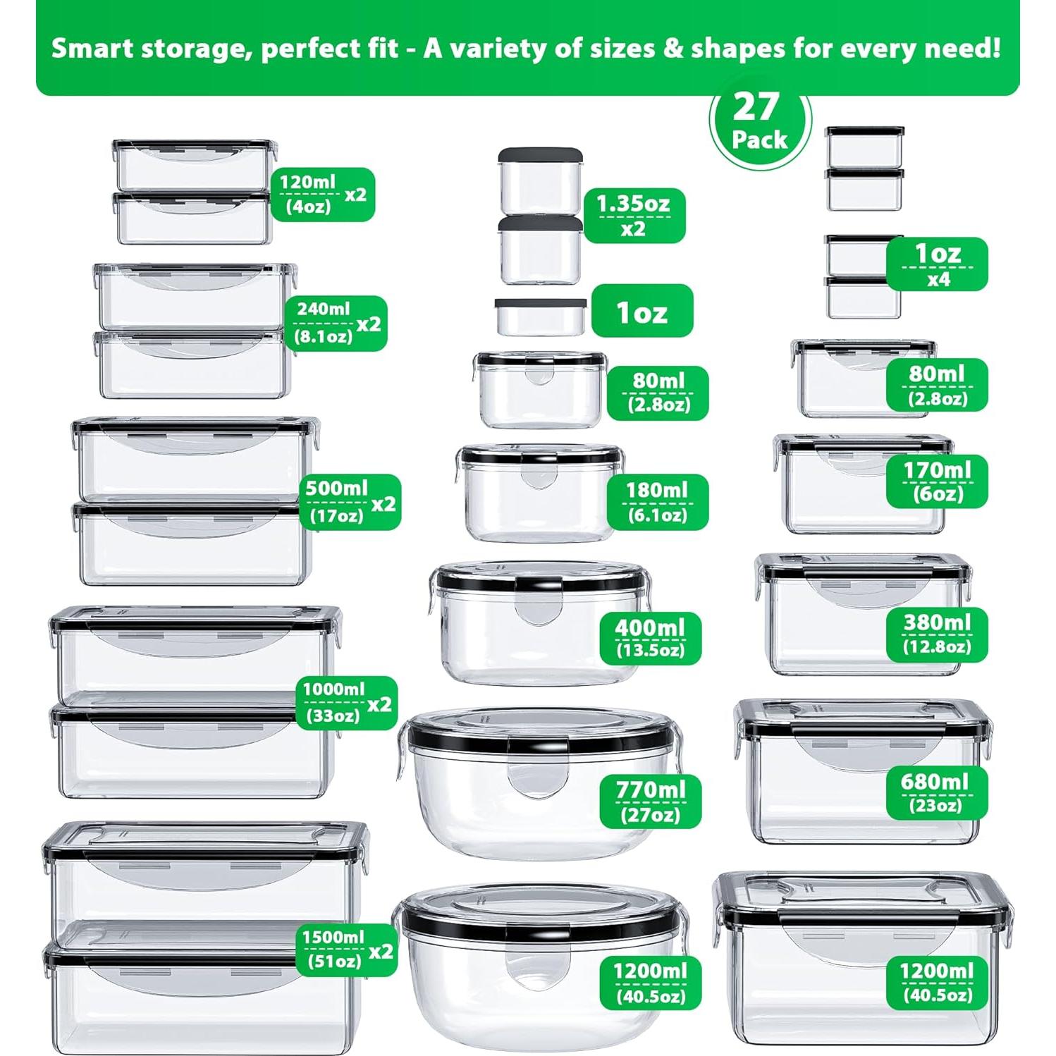 Set de 54 Contenedores de Almacenamiento Panxenaulos Herméticos