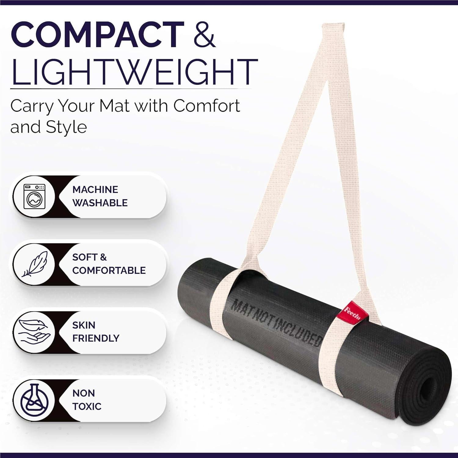 Correa de Yoga Feetlu 2 en 1 Ajustable Algodón Beige