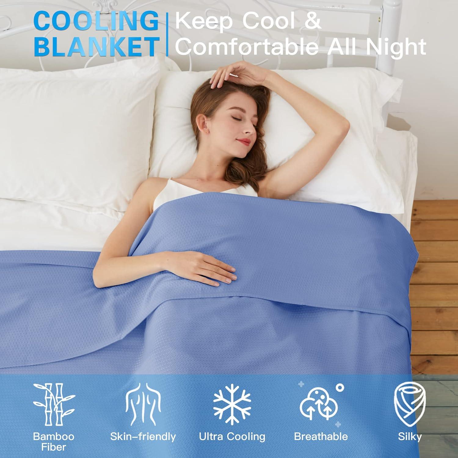 Manta Refrigerante AmyHomie 200x230 cm Rayón Bambú Azul