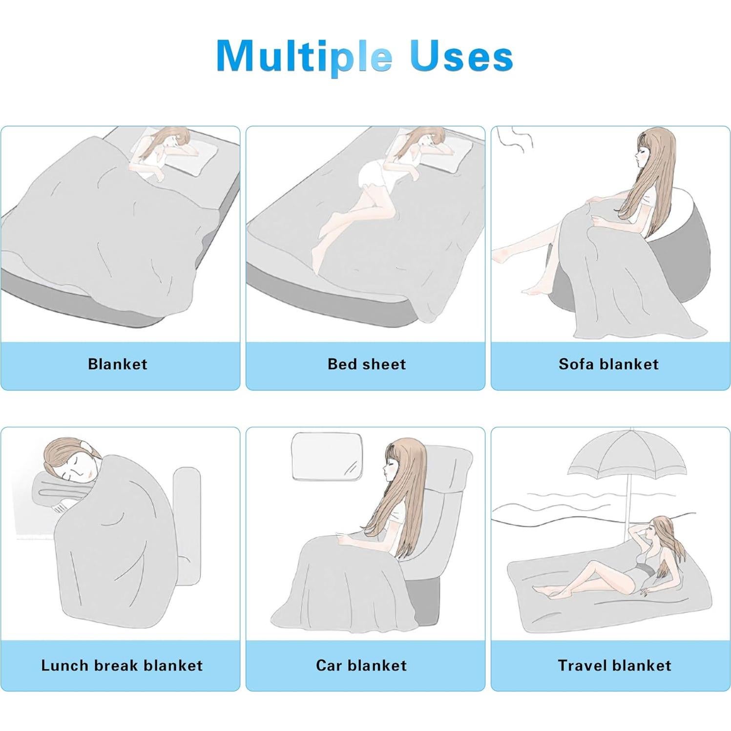 Manta Refrigerante AmyHomie 200x230 cm Rayón Bambú Azul