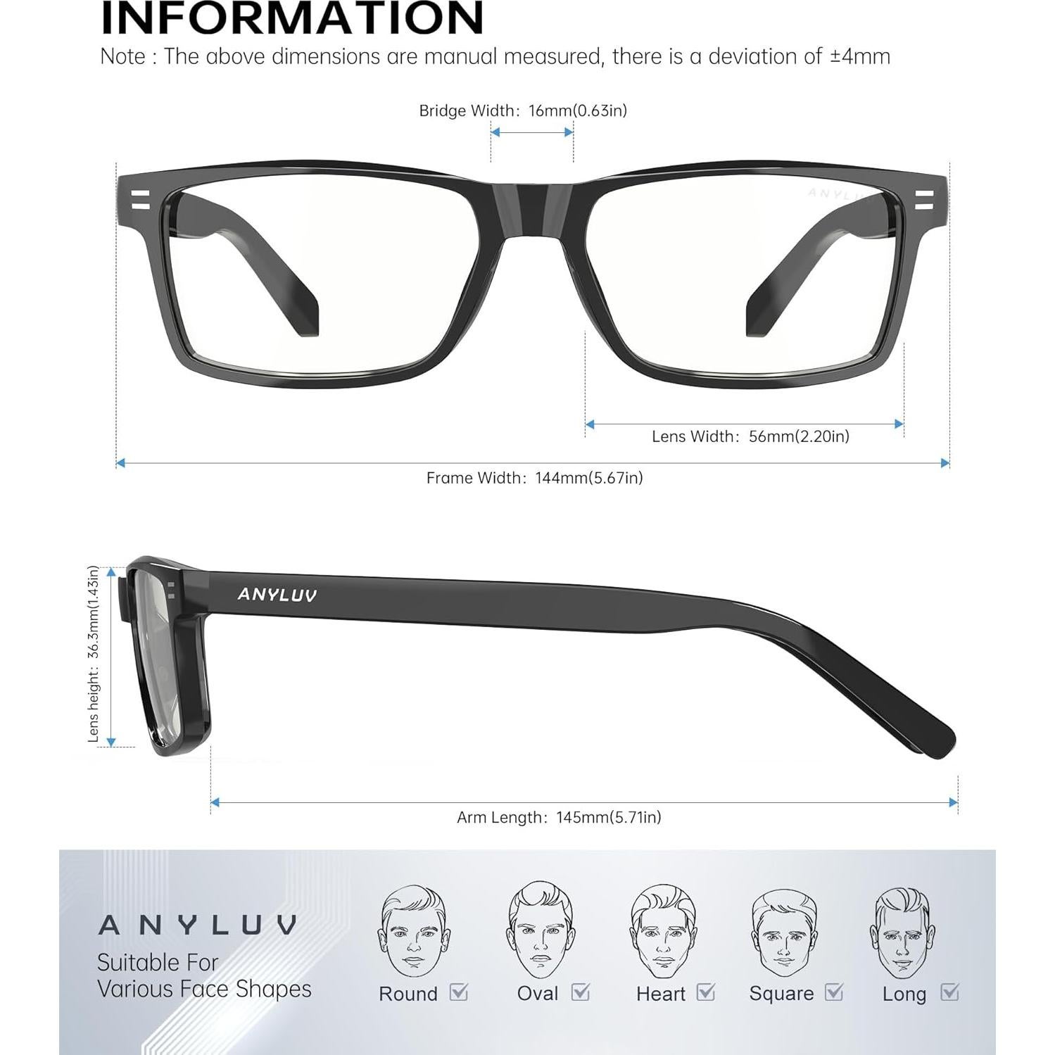 Gafas de Bloqueo de Luz Azul ANYLUV AN217-EP Negro