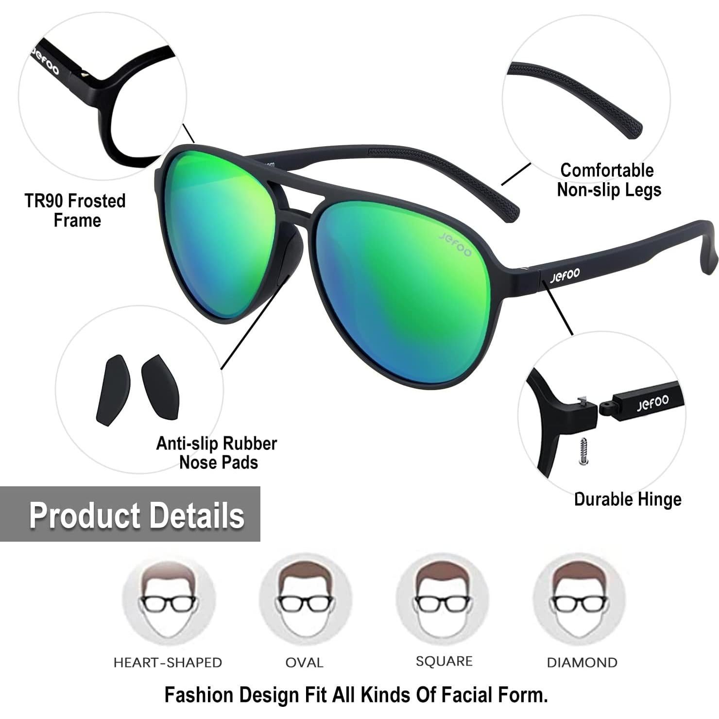 Gafas de sol polarizadas Jefoo Jf119 unisex UV400 retro