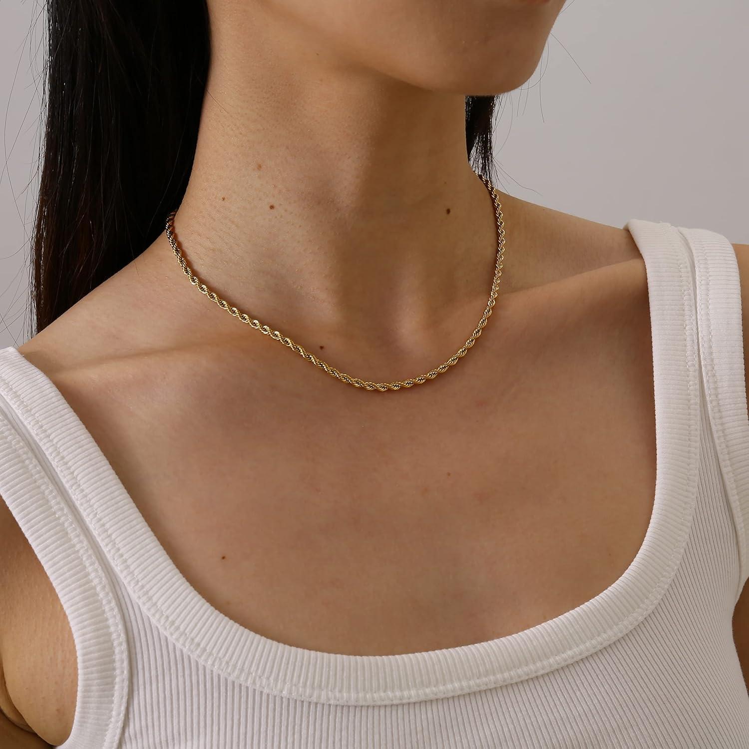 Collar de Cadena de Oro 18K para Mujeres 40.64 cm Dainty