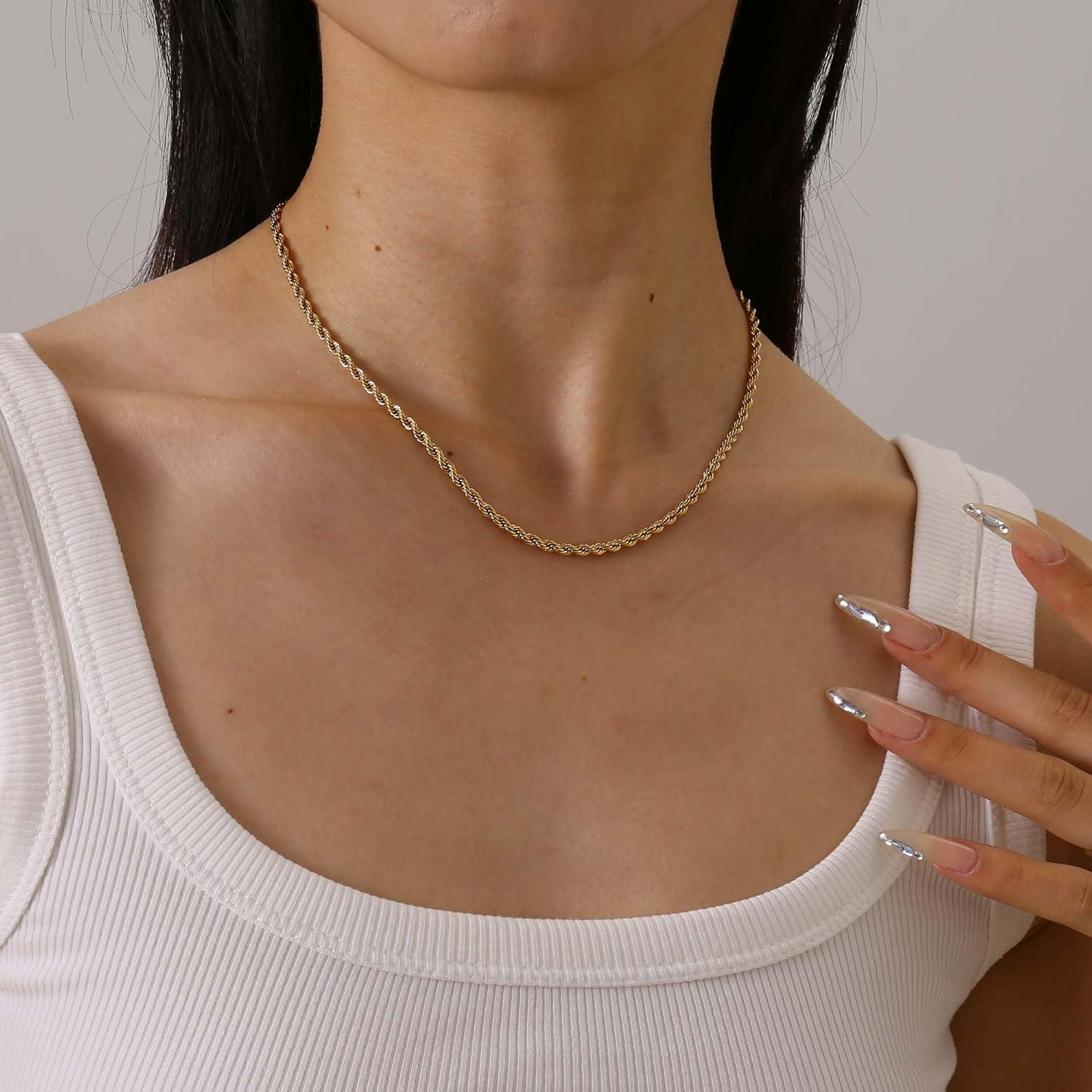 Collar de Cadena de Oro 18K para Mujeres 40.64 cm Dainty