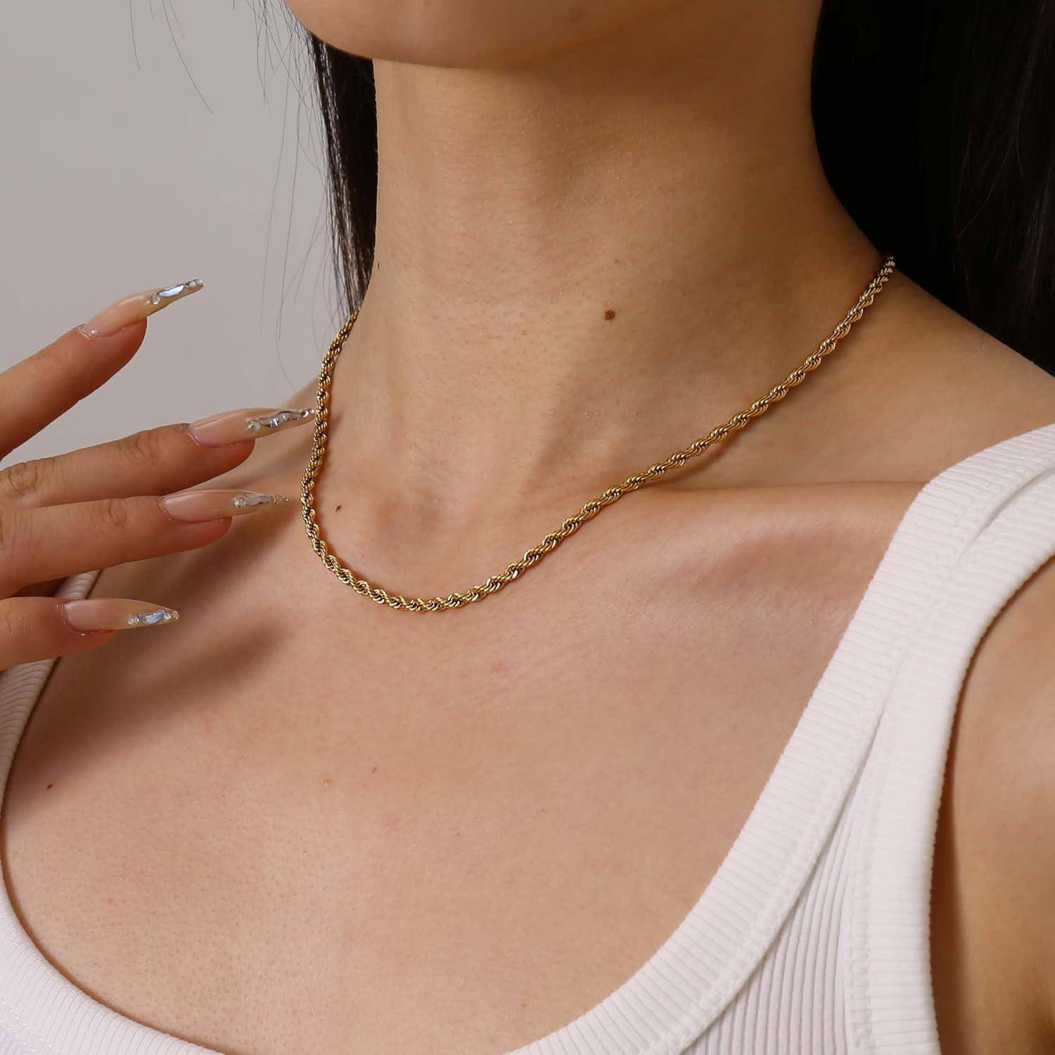 Collar de Cadena de Oro 18K para Mujeres 40.64 cm Dainty