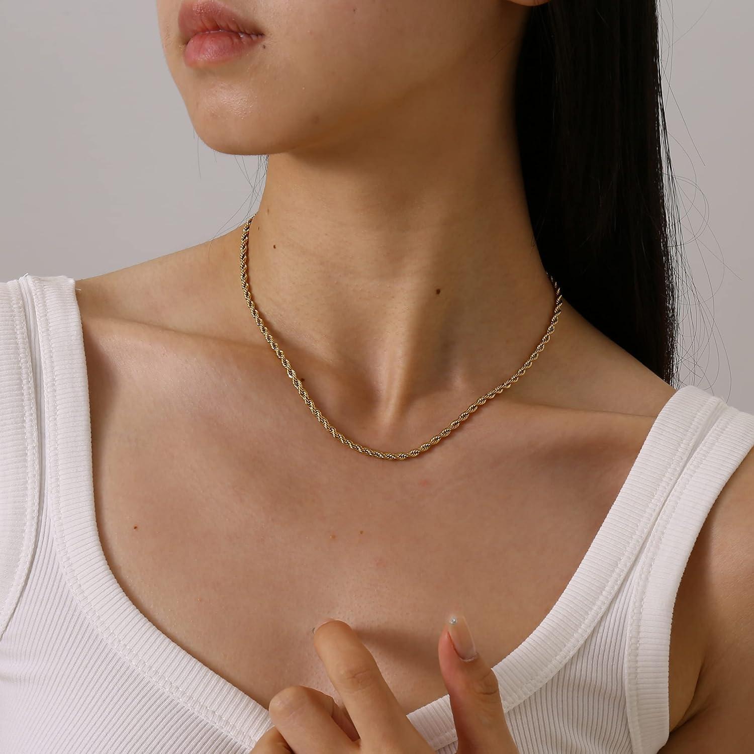 Collar de Cadena de Oro 18K para Mujeres 40.64 cm Dainty