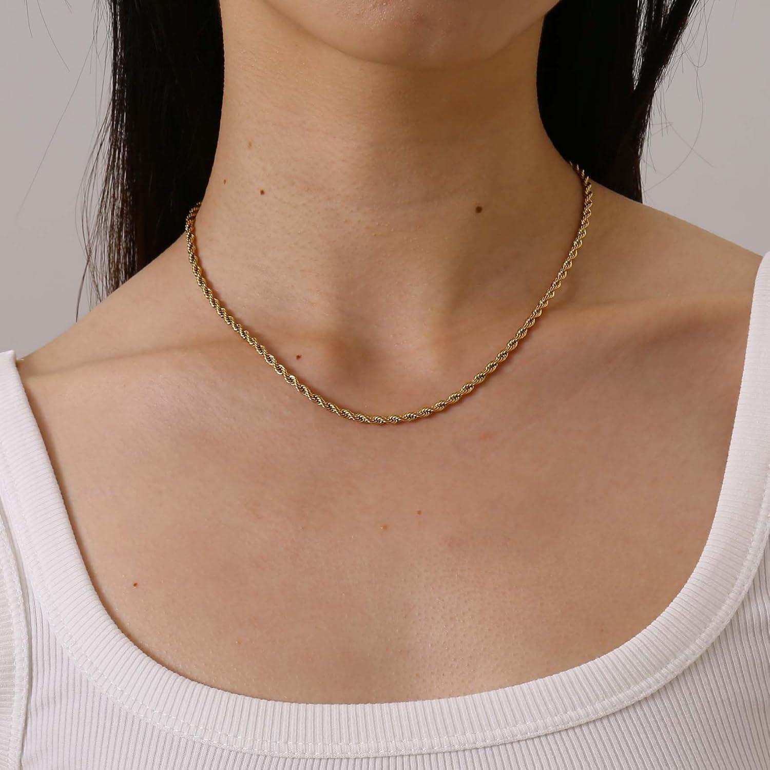 Collar de Cadena de Oro 18K para Mujeres 40.64 cm Dainty