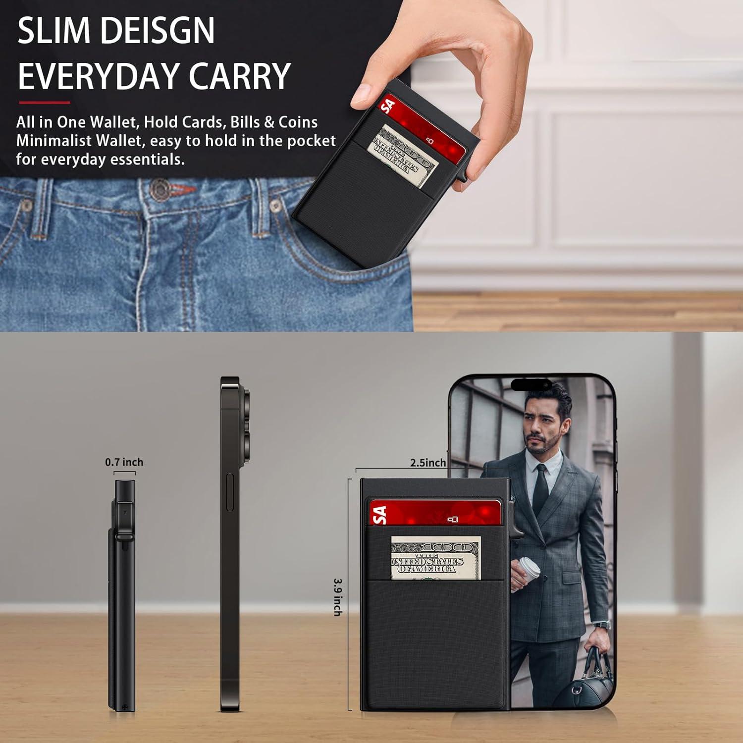 Billetera Minimalista GTWUP para Hombres con Bloqueo RFID - Negra