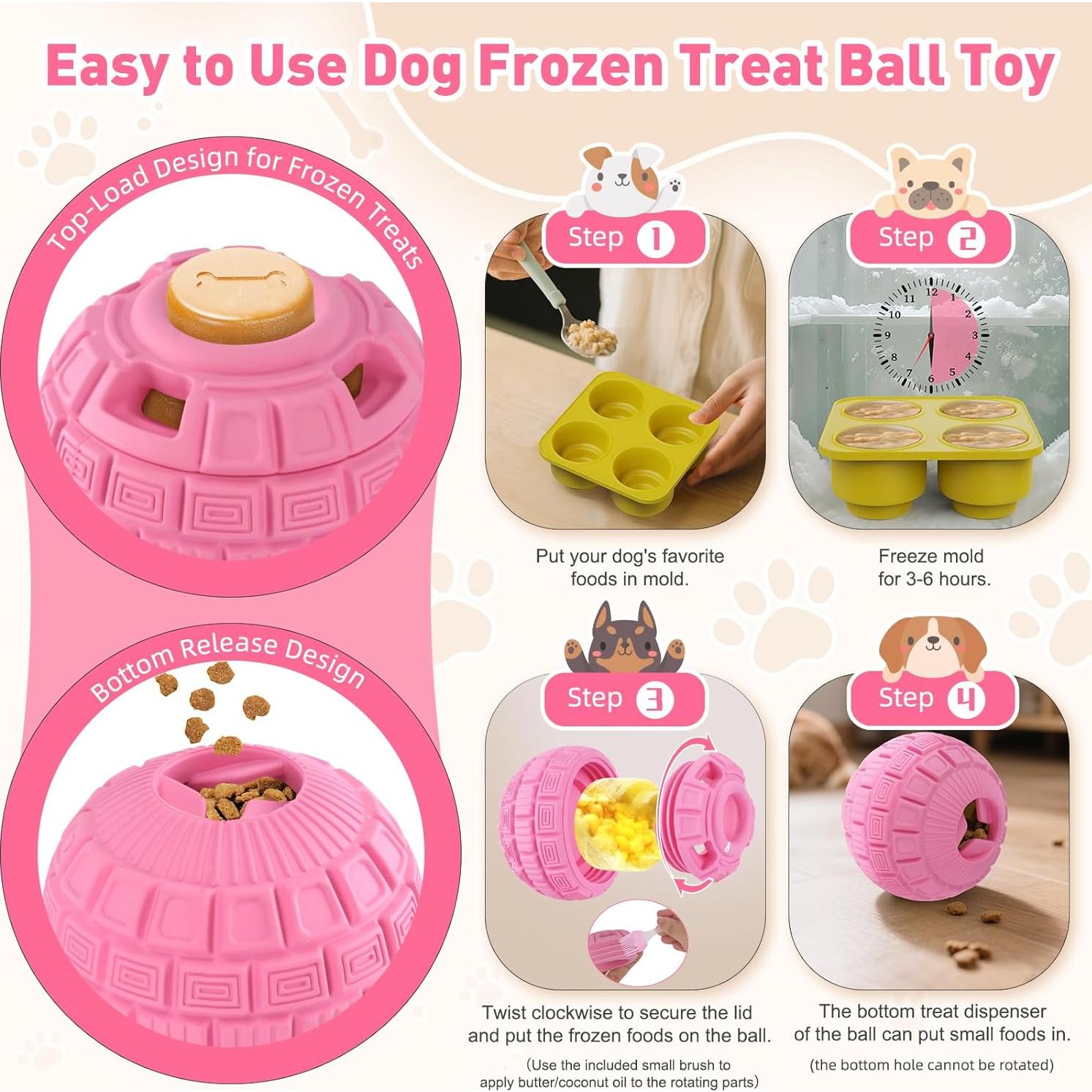 Bola de Golosinas Congeladas YEENER para Perros - Rosa