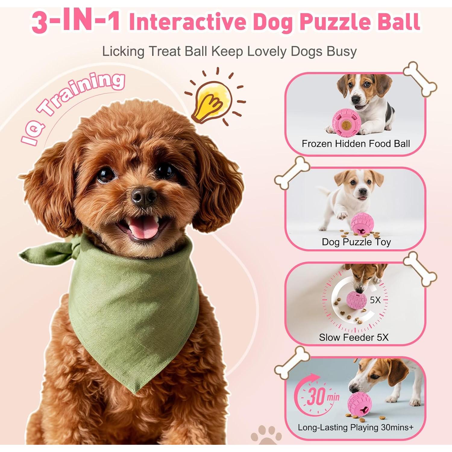 Bola de Golosinas Congeladas YEENER para Perros - Rosa