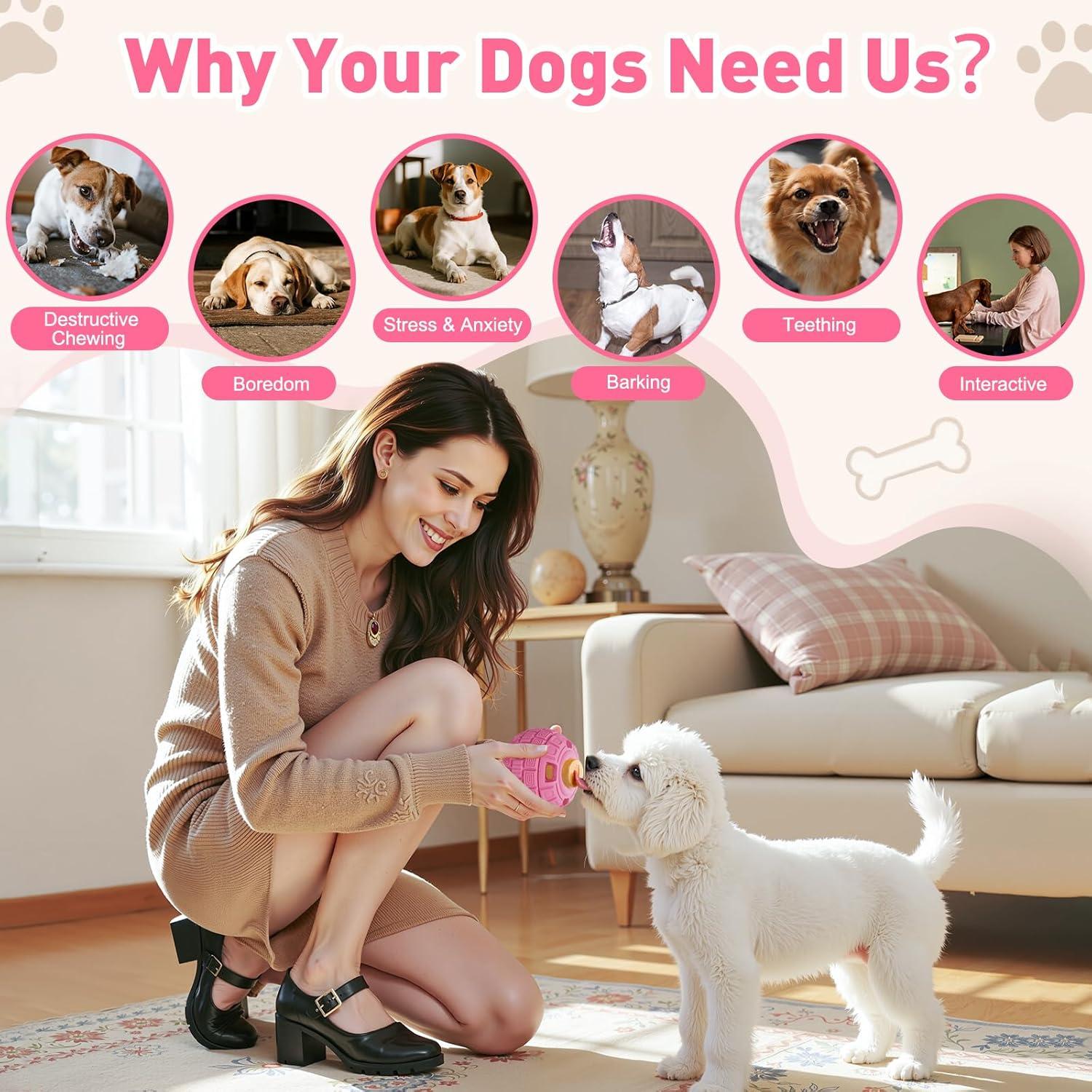 Bola de Golosinas Congeladas YEENER para Perros - Rosa