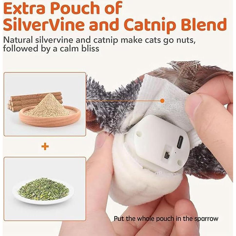 Juguete para Gato HYCIM Pájaro Interactivo Recargable 14cm