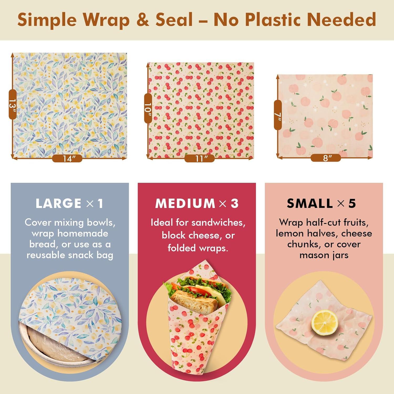 Envolturas de Cera de Abeja Lyvhoris - 9 Piezas Reutilizables