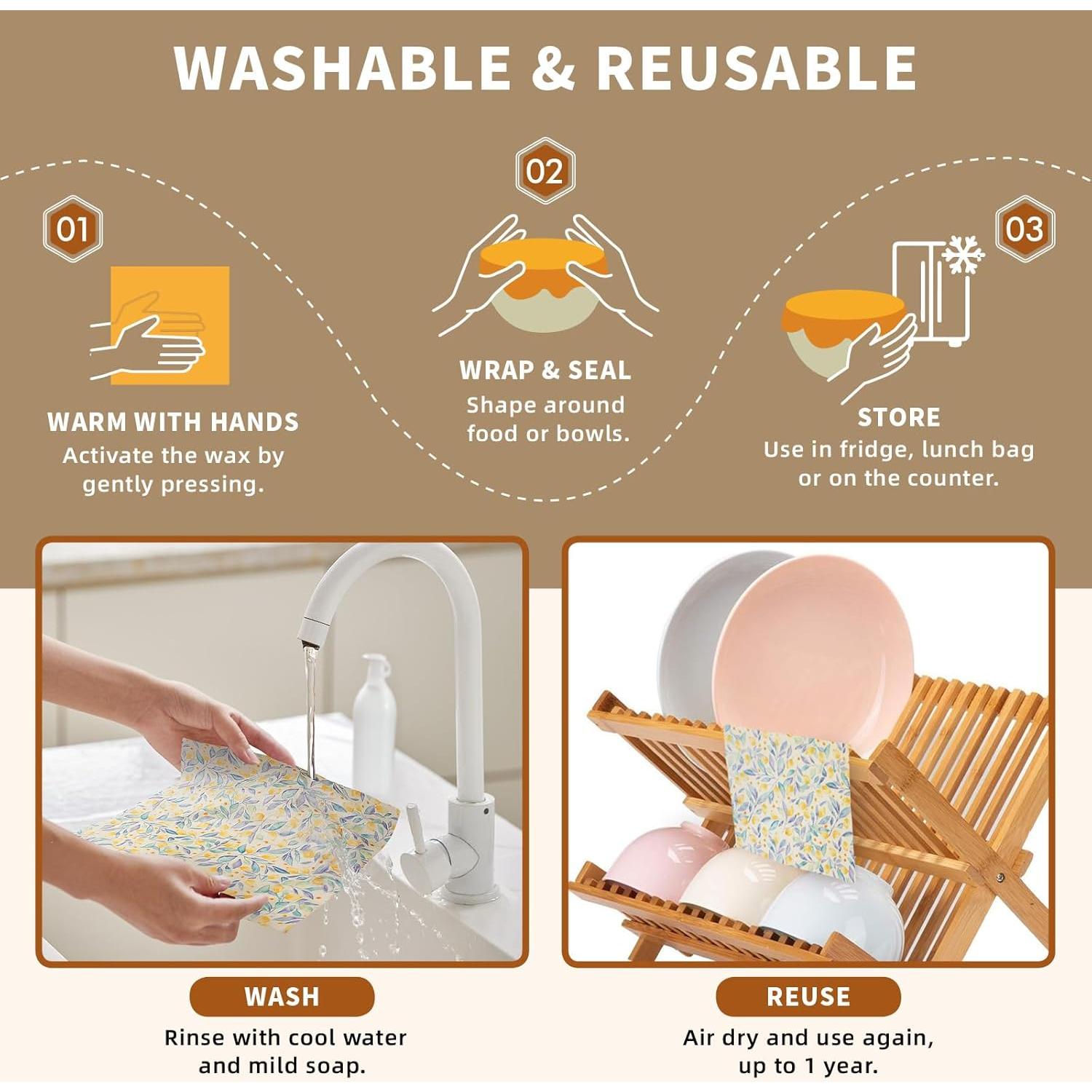 Envolturas de Cera de Abeja Lyvhoris - 9 Piezas Reutilizables