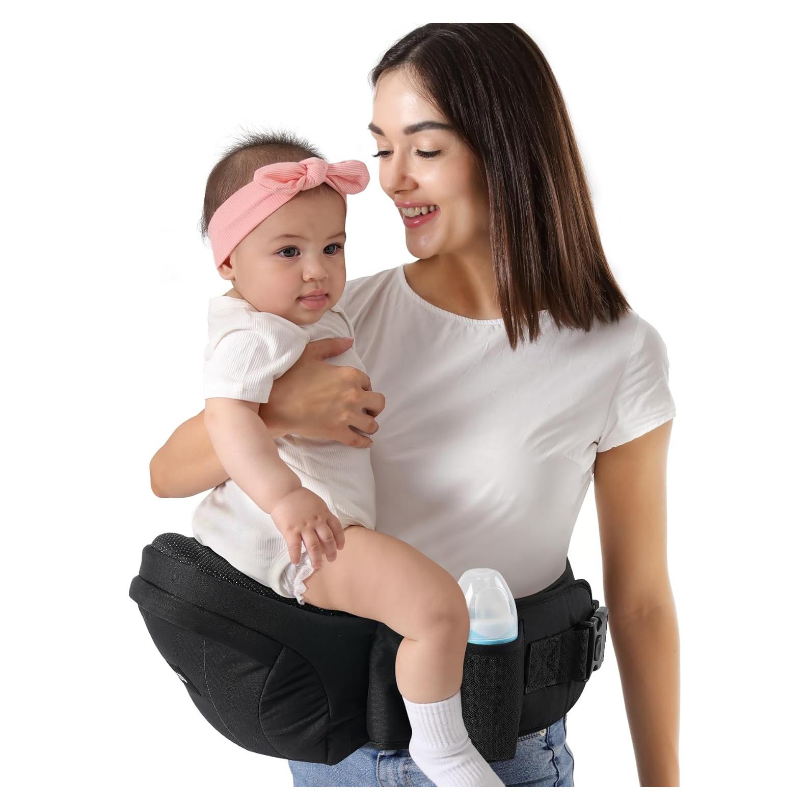 Portabebés HKAI Cadera Ergonómico Negro 0-20 kg Ajustable