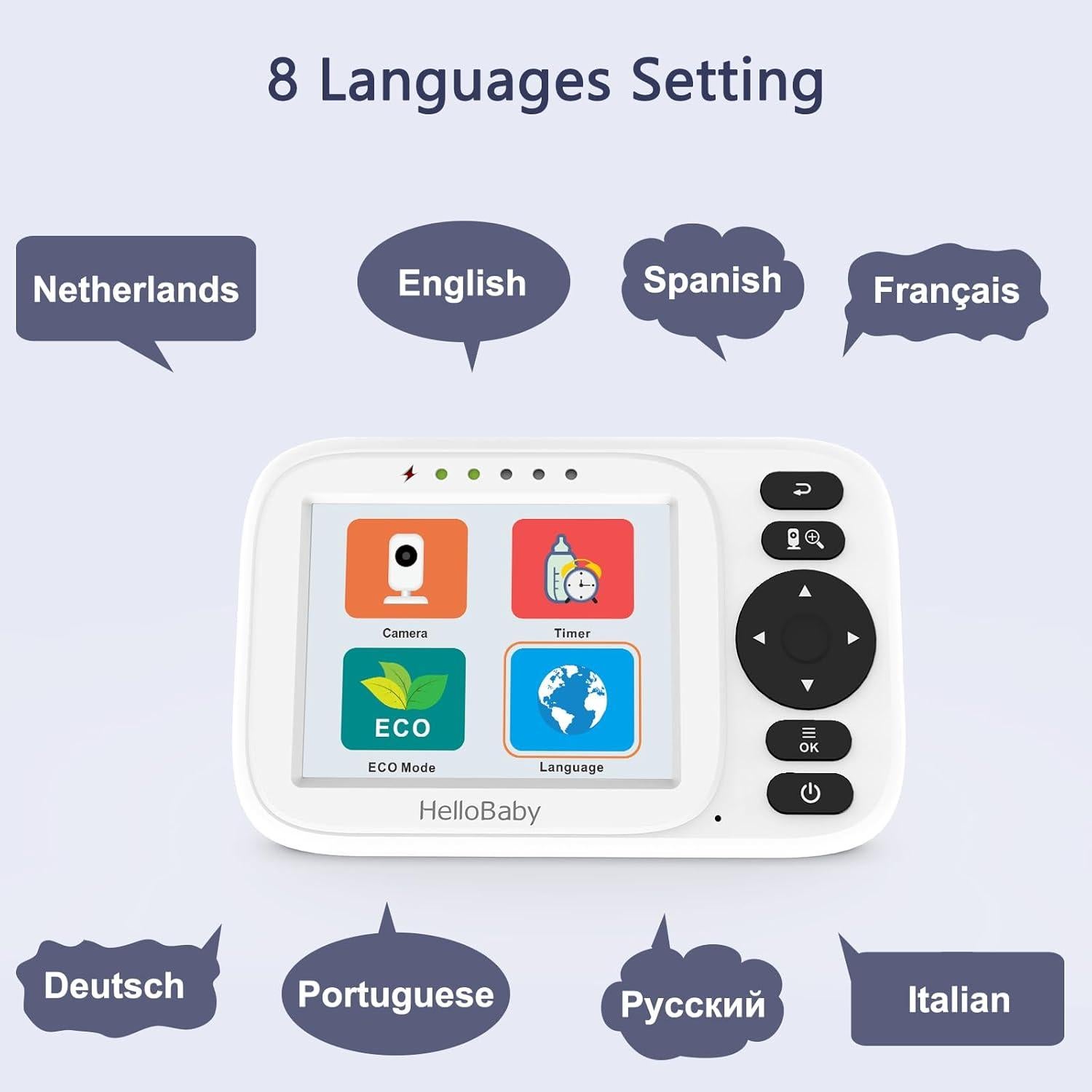 Monitor de Bebé HelloBaby HB2438 con Cámara 3.2'' y Audio