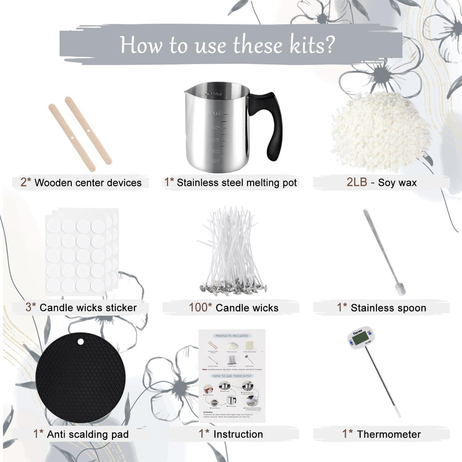 Kit de Fabricación de Velas Wfmolcand 0.91 kg con Olla y Termómetro