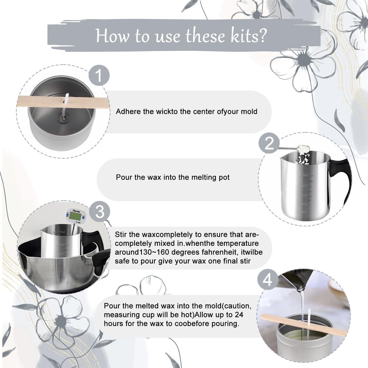 Kit de Fabricación de Velas Wfmolcand 0.91 kg con Olla y Termómetro