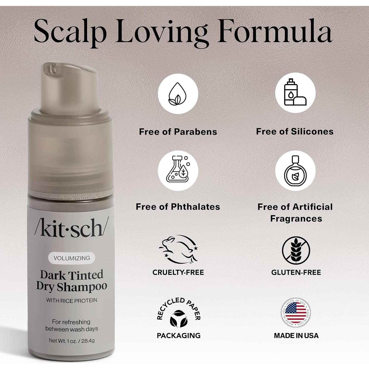 Champú Seco Voluminizador Kitsch 28g - Sin Residuos, Tinte Oscuro