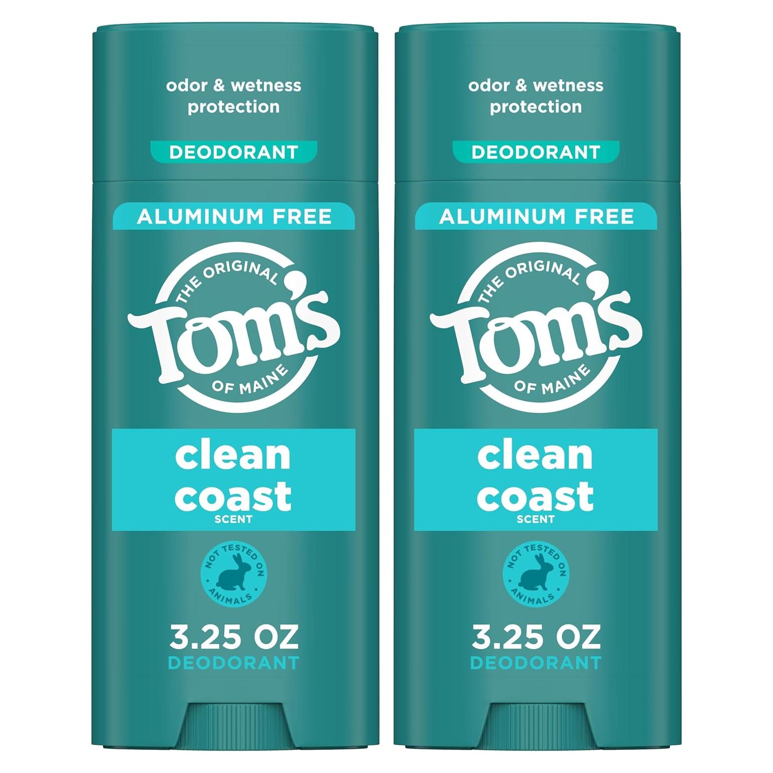 Desodorante Natural Tom's of Maine Clean Coast 92.1 g - Paquete de 2