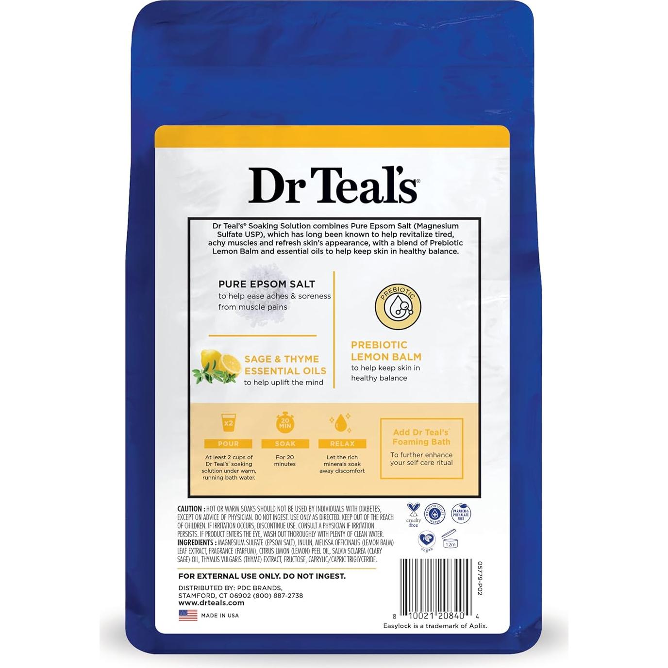 Baño de Sal de Epsom Puro Dr Teal 1.36 kg Balsamo Limón