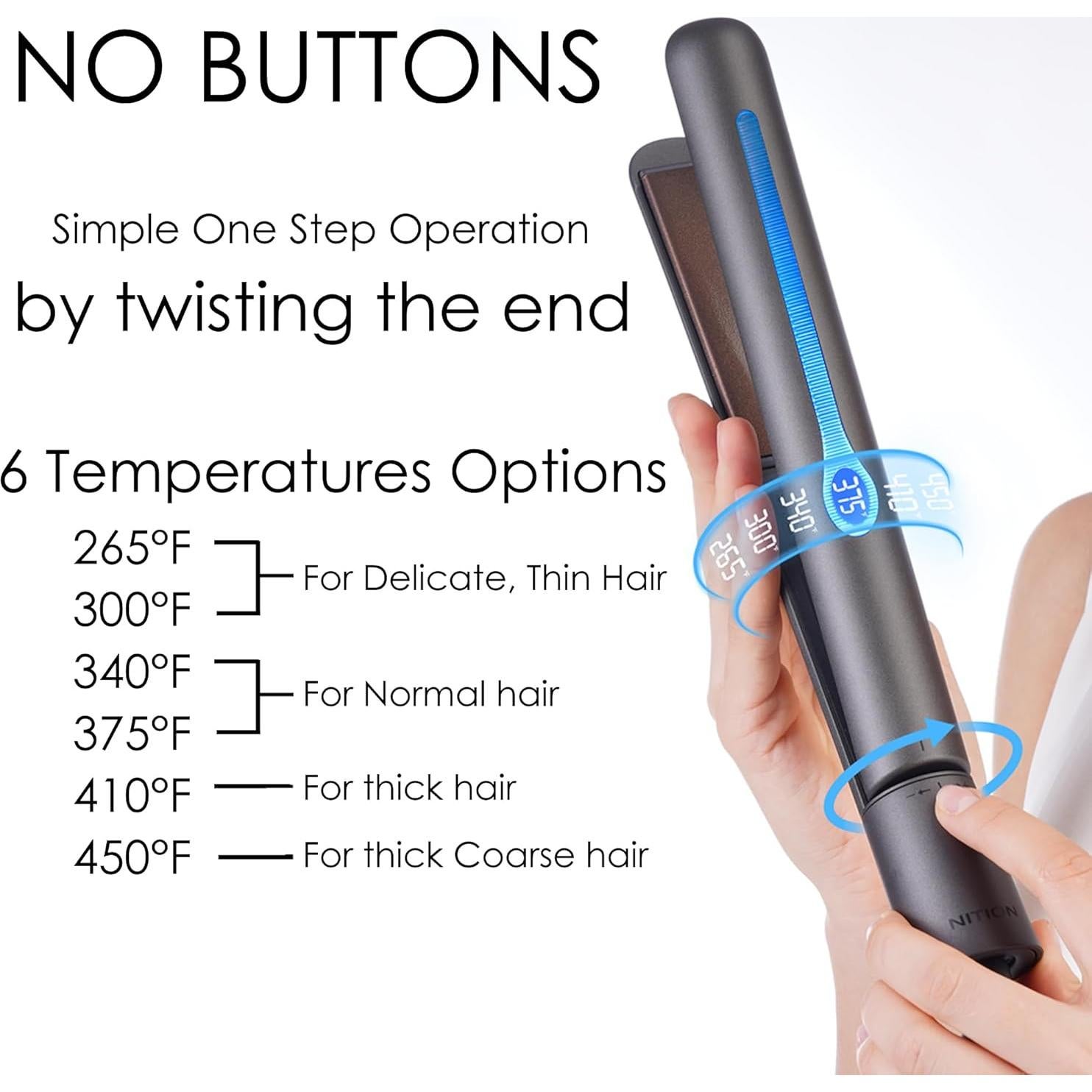 Plancha de Cabello NITION Cerámica Tourmalina 6 Temperaturas