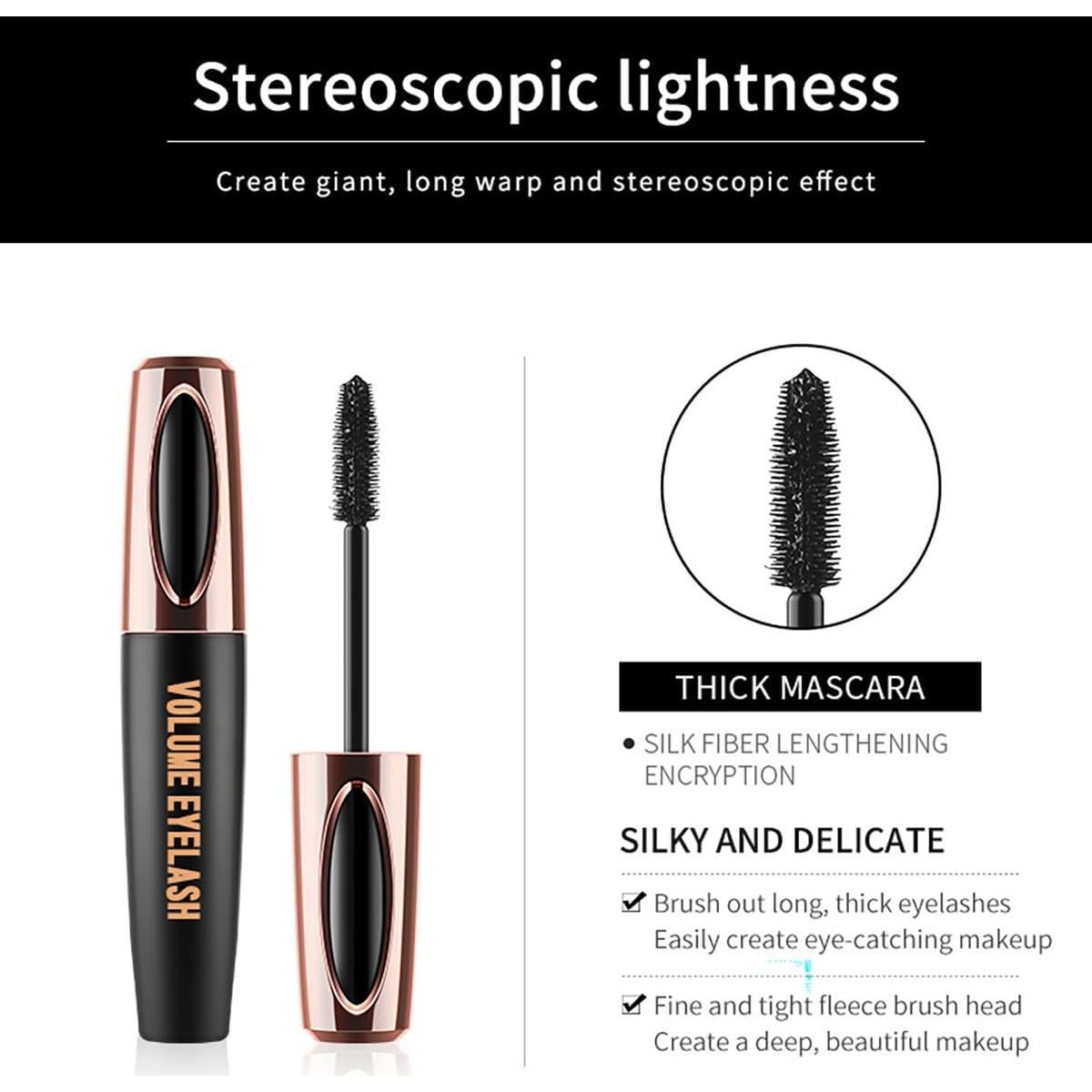 Máscara de Pestañas 4D Tiejdhr - Volumen y Longitud 3 Paquetes