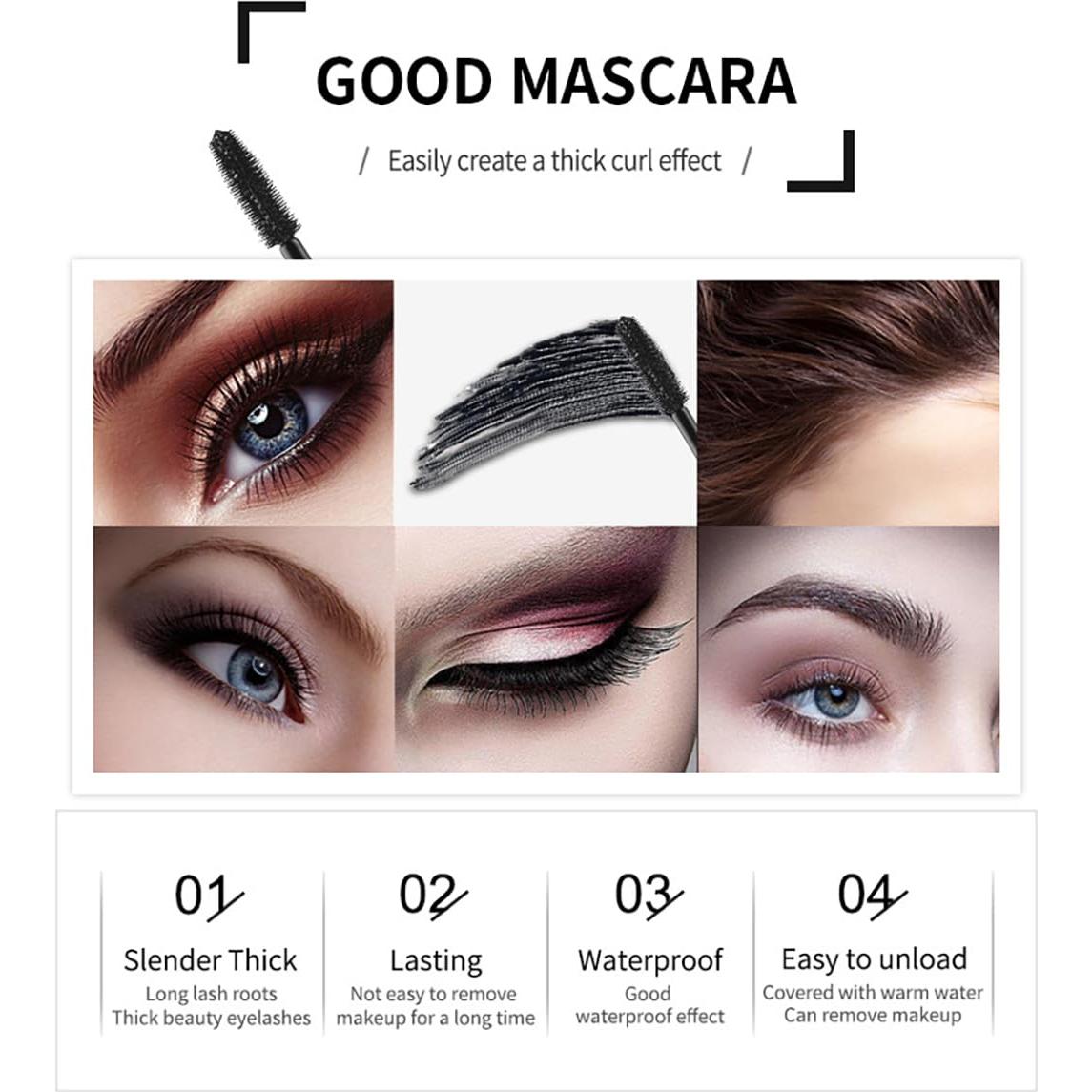 Máscara de Pestañas 4D Tiejdhr - Volumen y Longitud 3 Paquetes