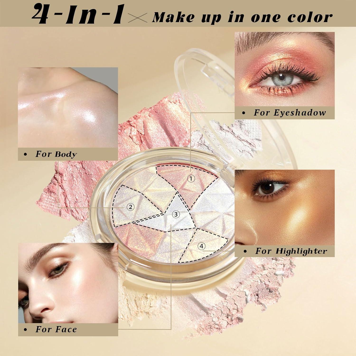 Paleta de Iluminador Facial HOSAILY Multicromo 4 Colores