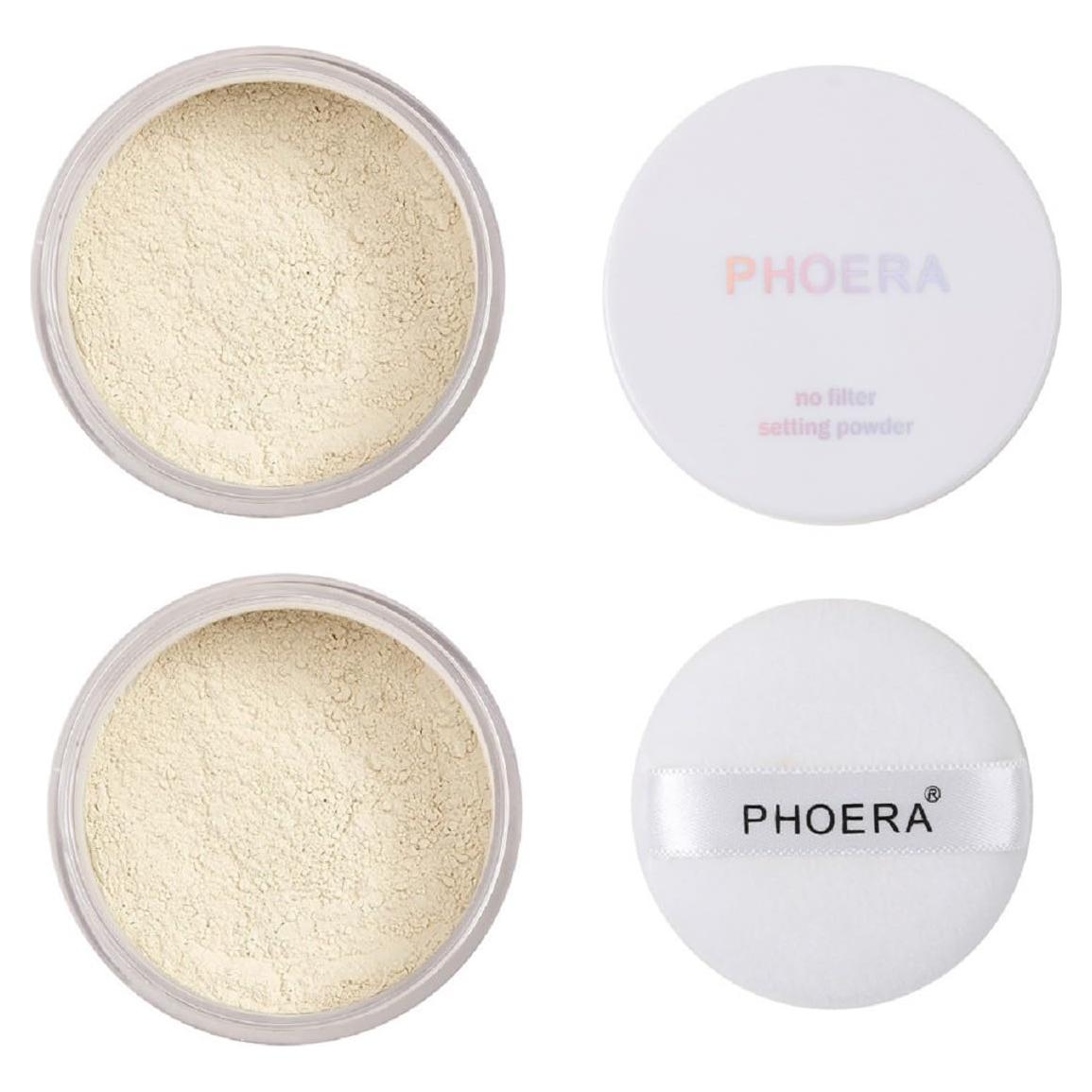 Paquete de 2 Polvos Fijadores PHOERA 101 Translúcido 20g