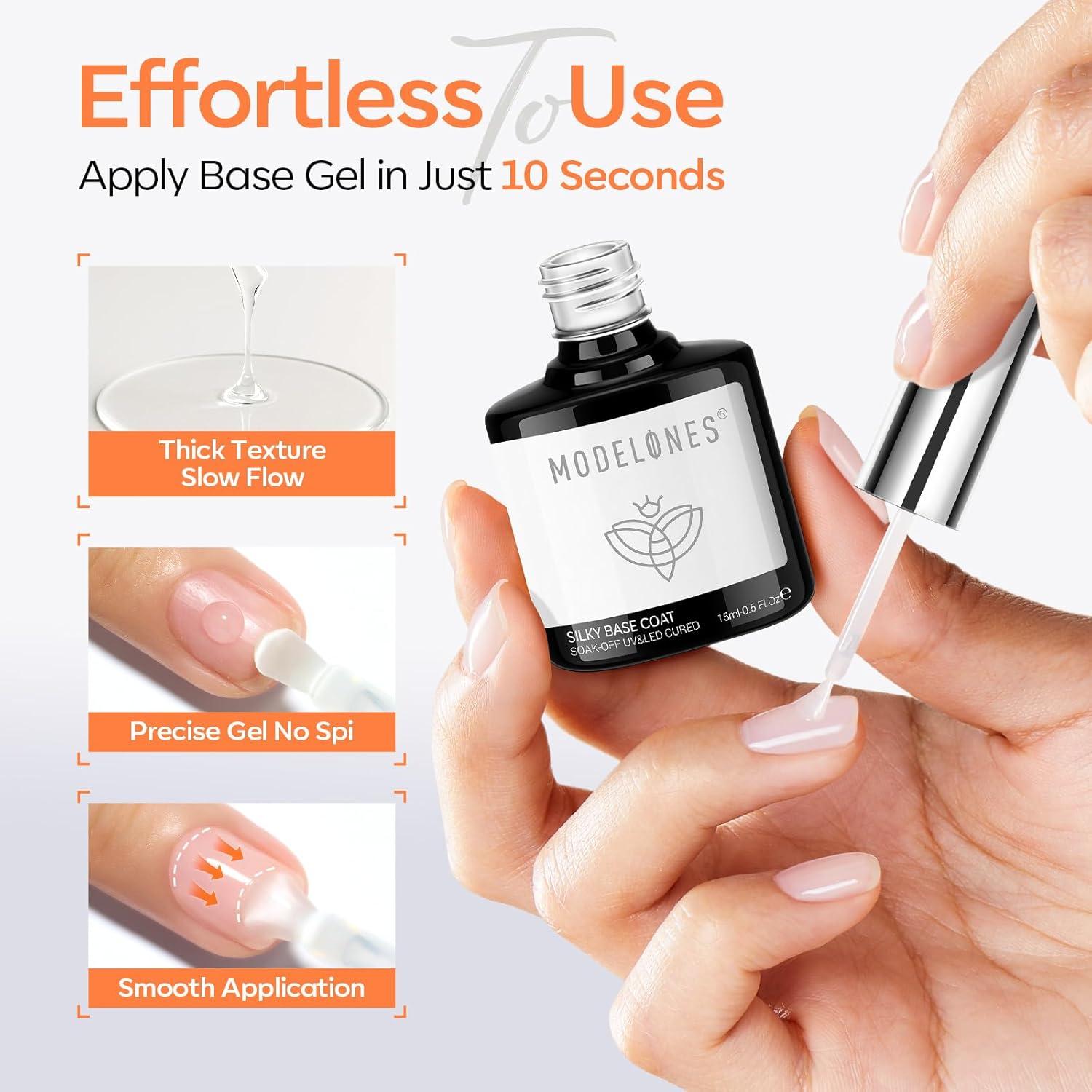 Set Gel Base y Top Coat Modelones 15ml Mejorado 2 Pcs