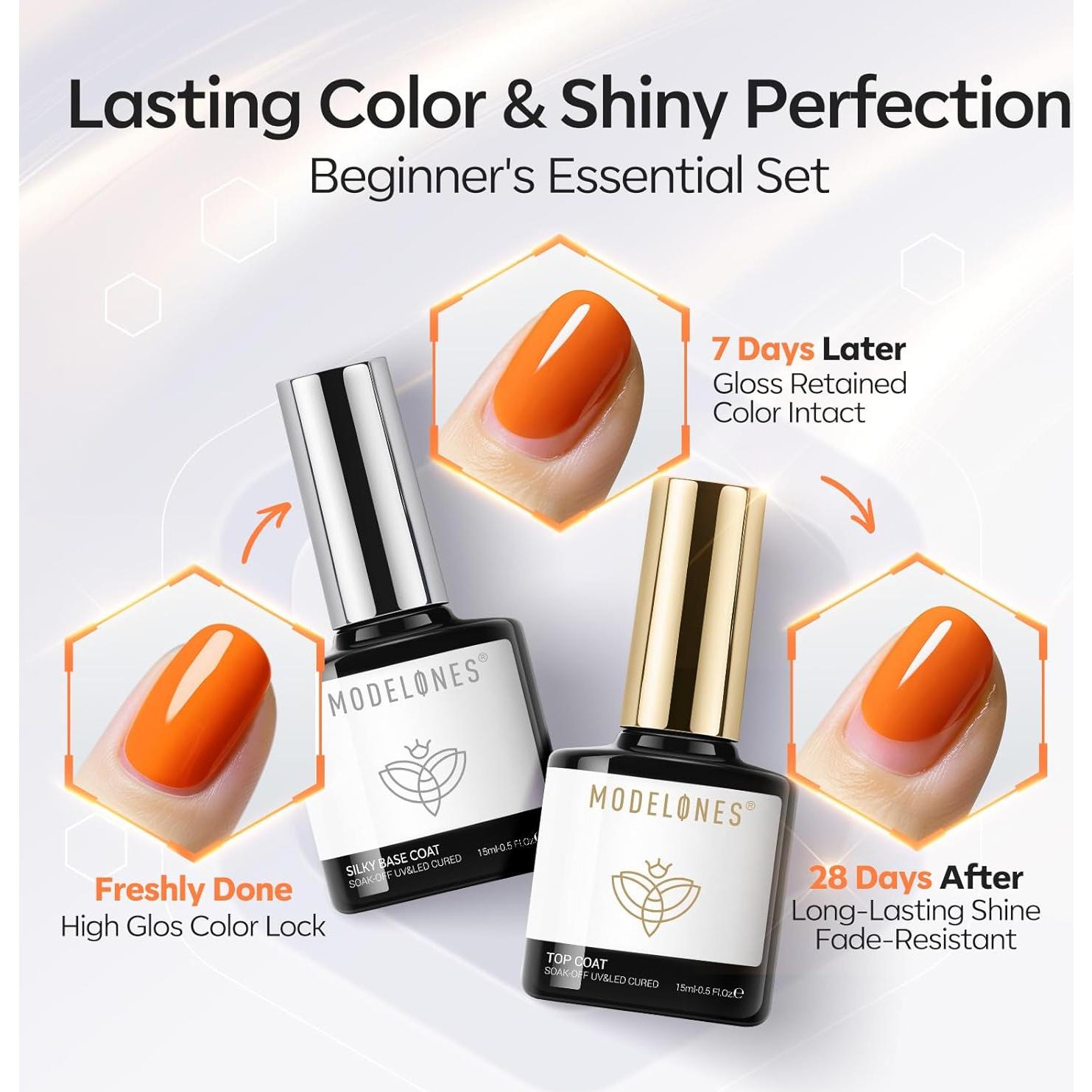 Set Gel Base y Top Coat Modelones 15ml Mejorado 2 Pcs