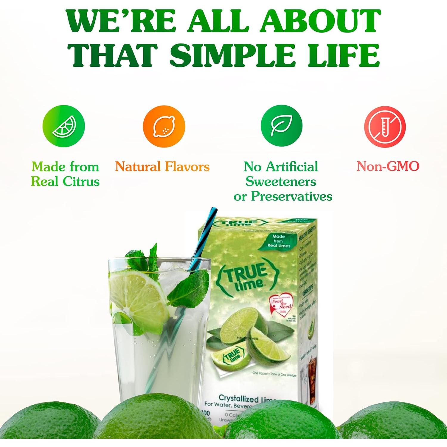 Mejorador de Agua True Lime 100 Paquetes 79.83g Sin Azúcar