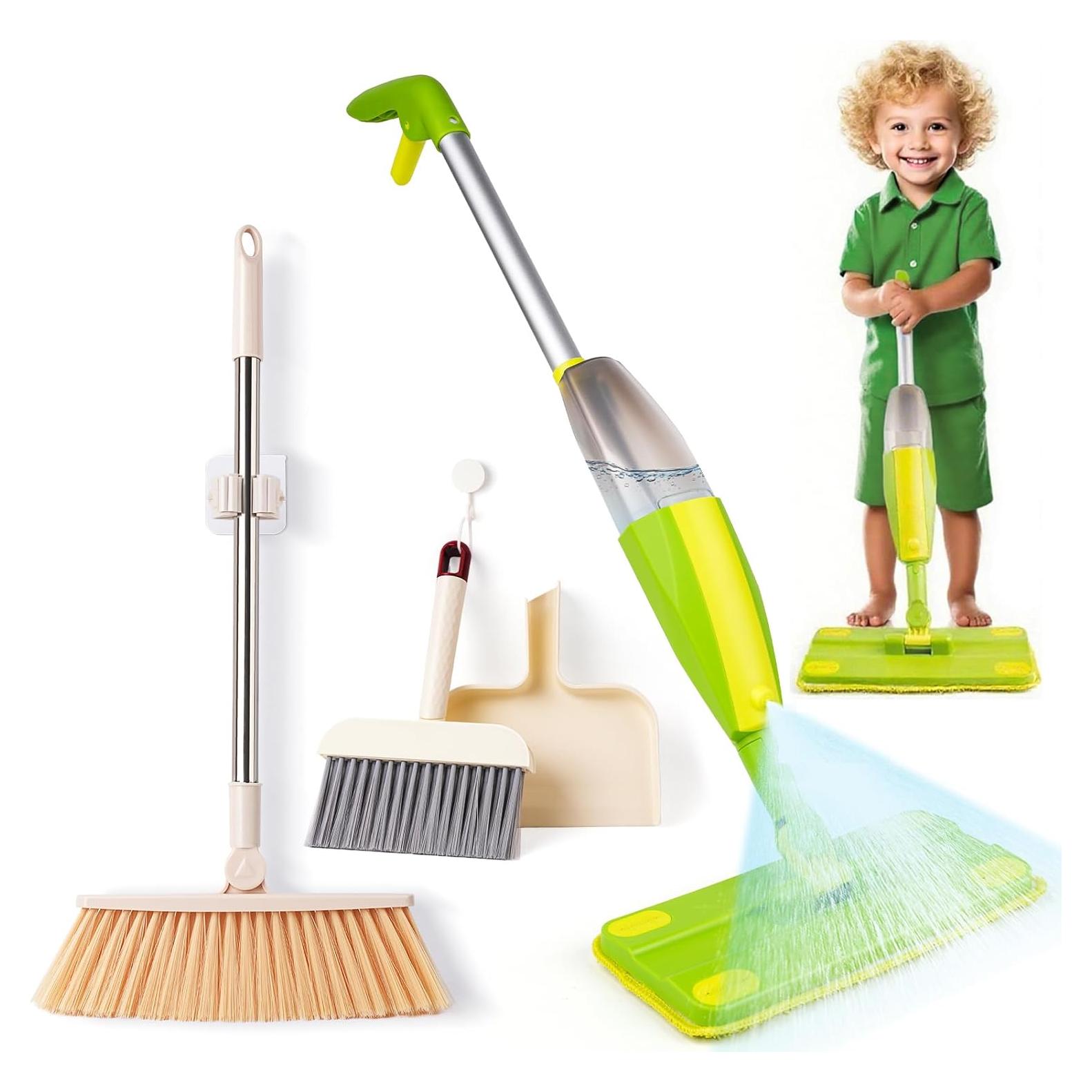 Set de Mopa y Escoba Verde Lullulii para Niños - Juguete Educativo