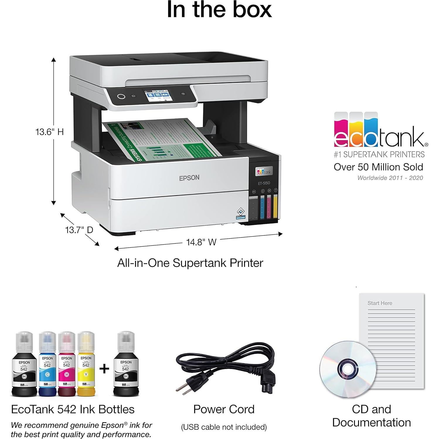 Impresora Epson EcoTank Pro ET-5150 Inalámbrica Todo-en-Uno