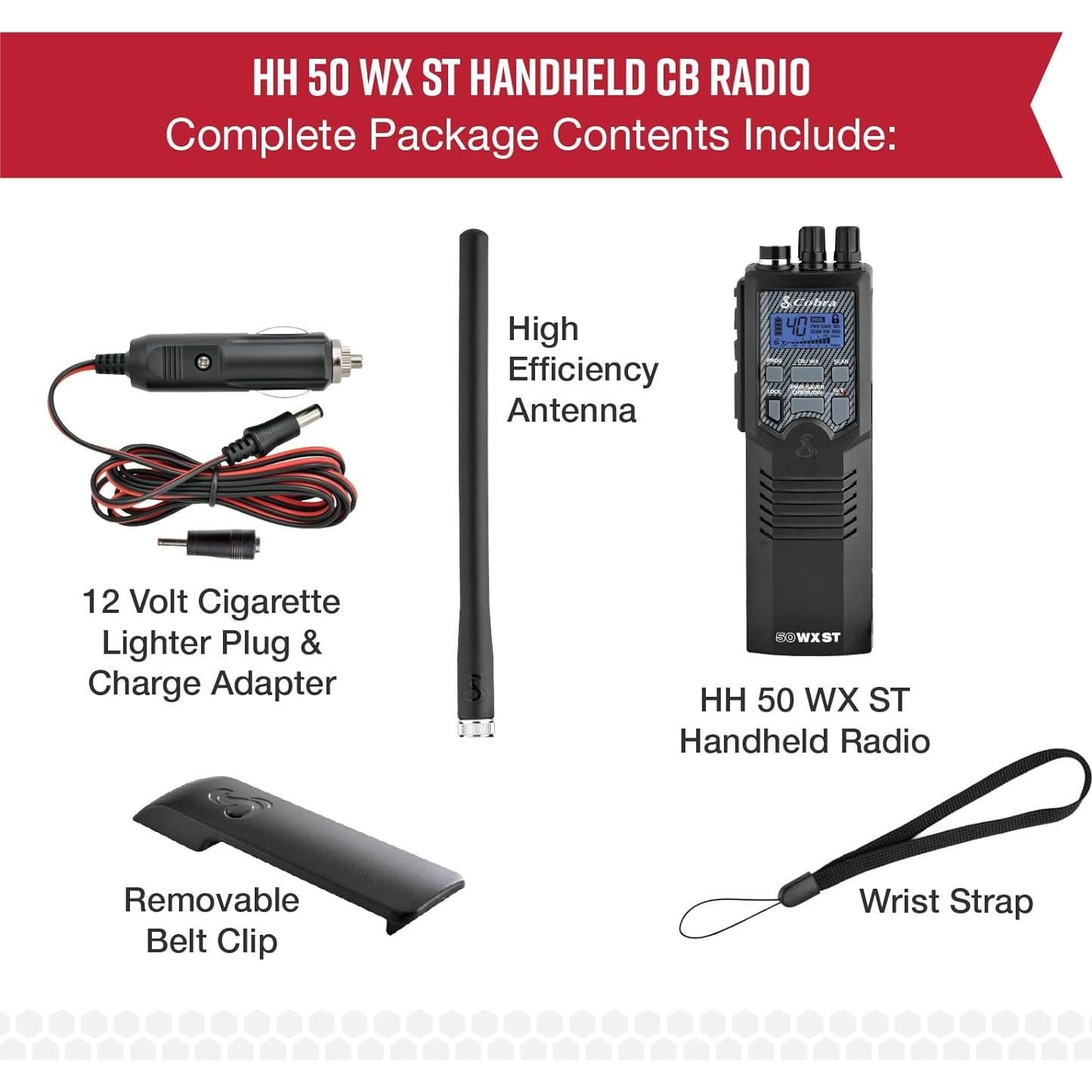 Radio CB Cobra HH50WXST Portátil 40 Canales NOAA 4W